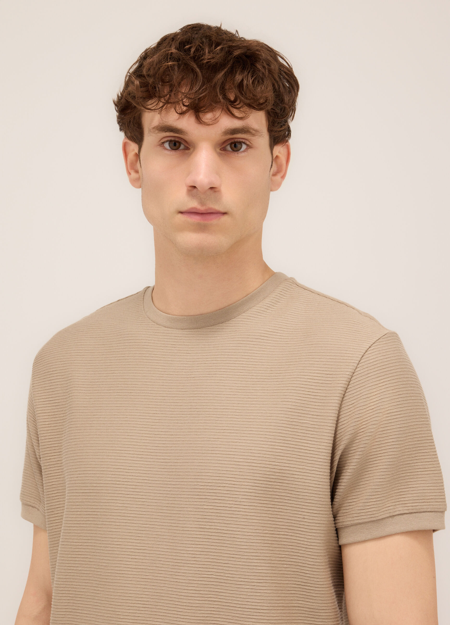 T-shirt girocollo in ottomano di cotone uomo_2