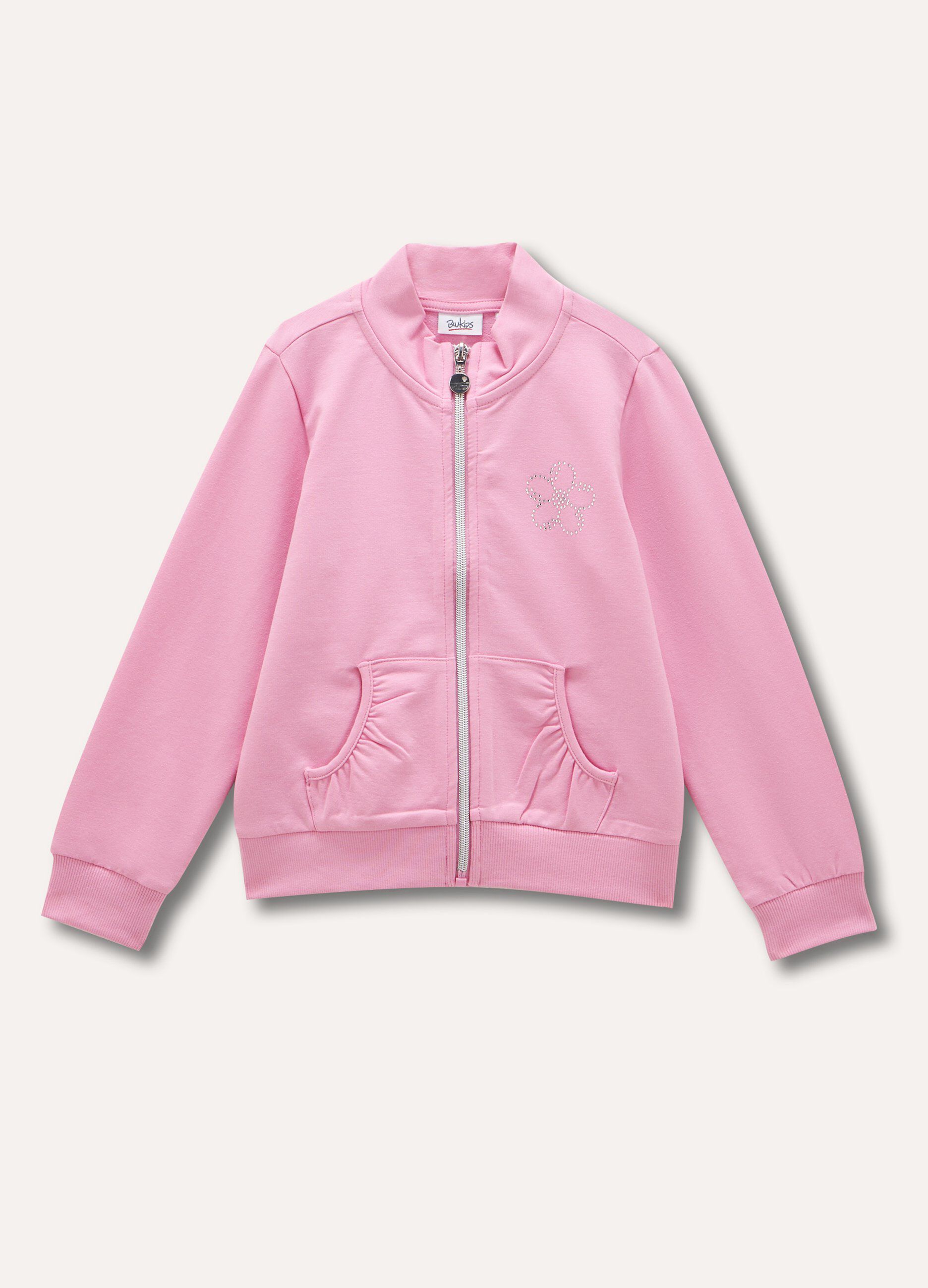 Felpa full-zip in cotone stretch bambina_0