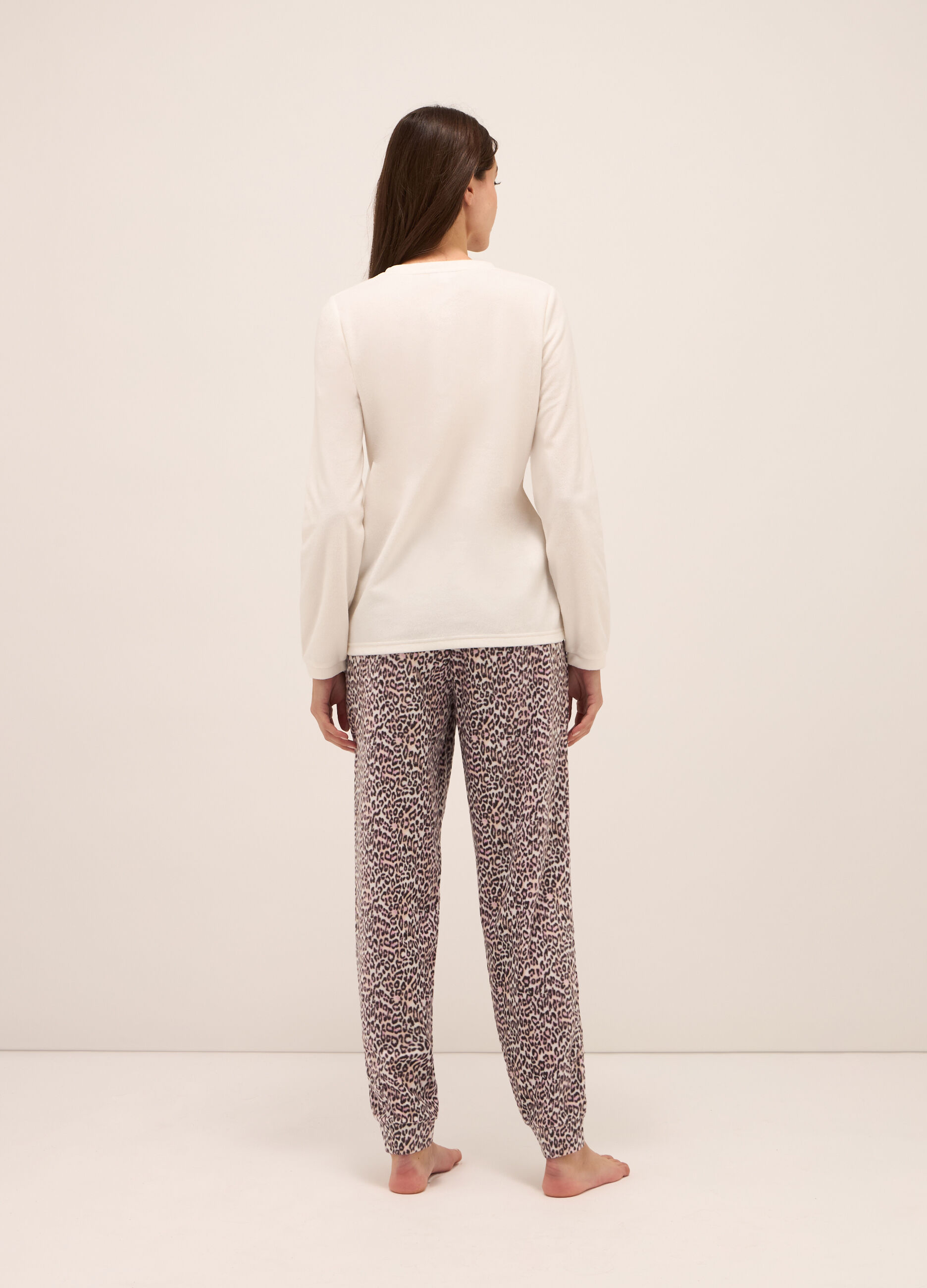 Set pigiama lungo in pile donna_1