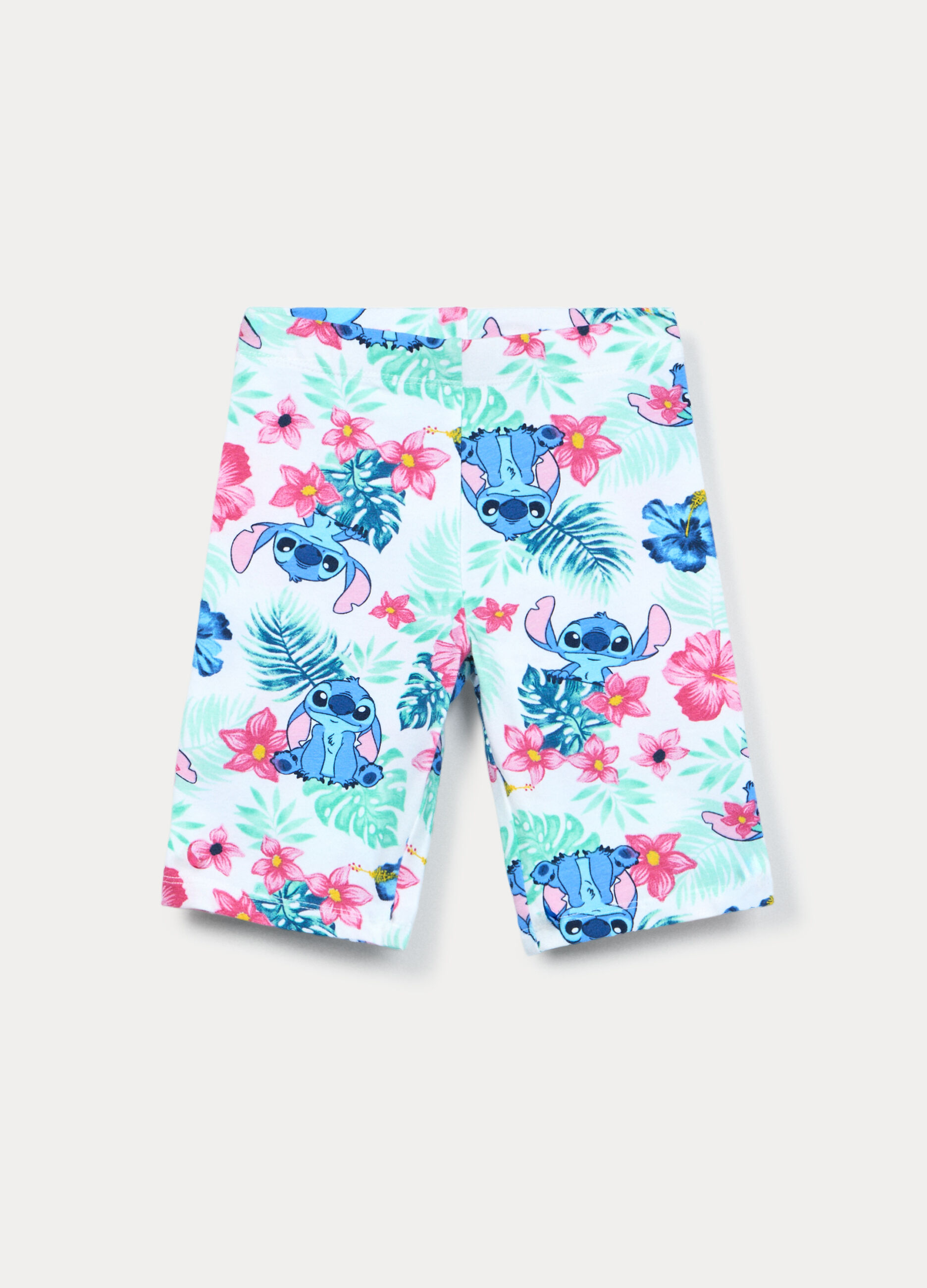 Leggings corti Stitch in jersey di cotone stretch bambina_0