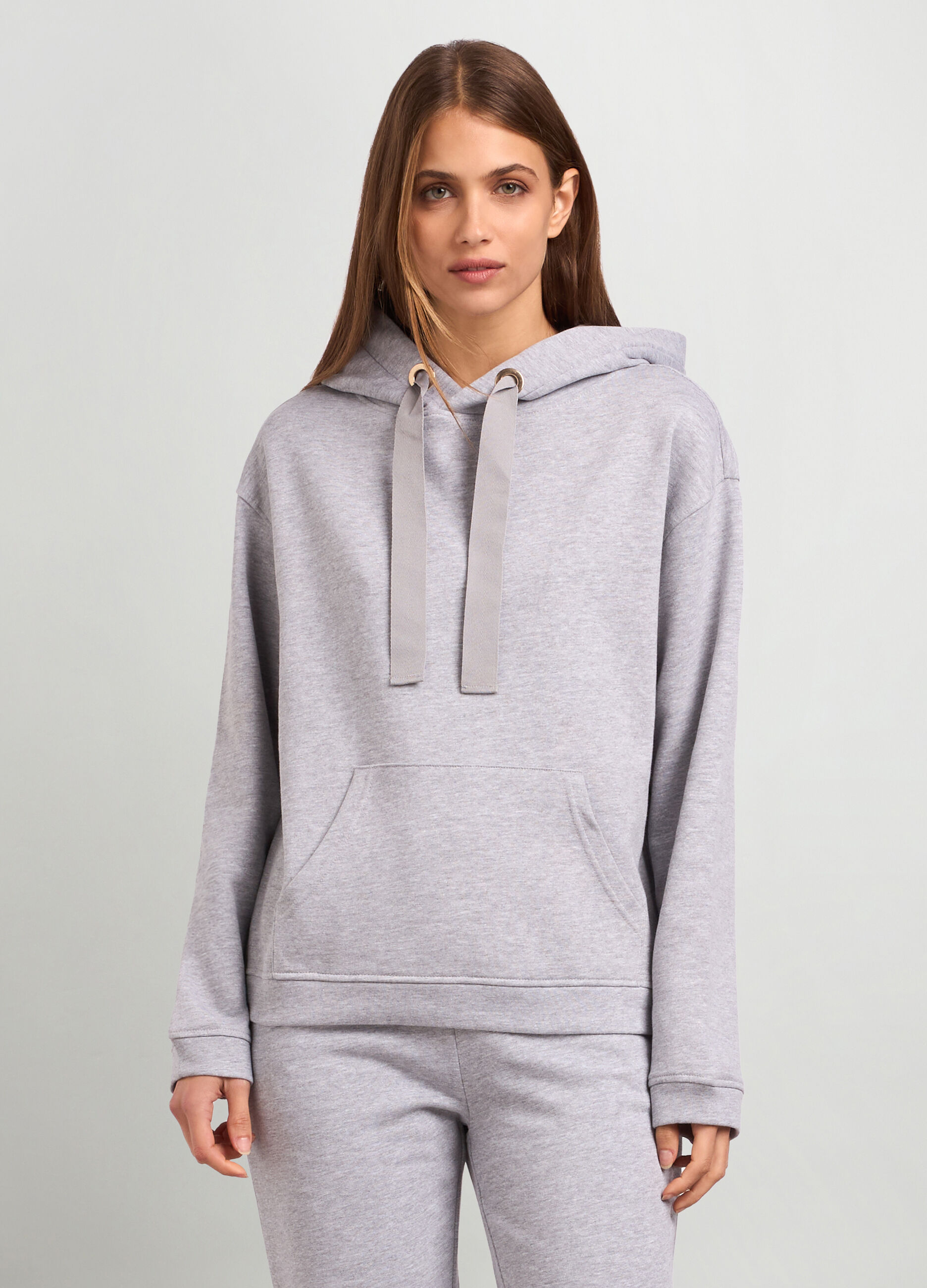 Felpa in misto cotone con cappuccio donna_0
