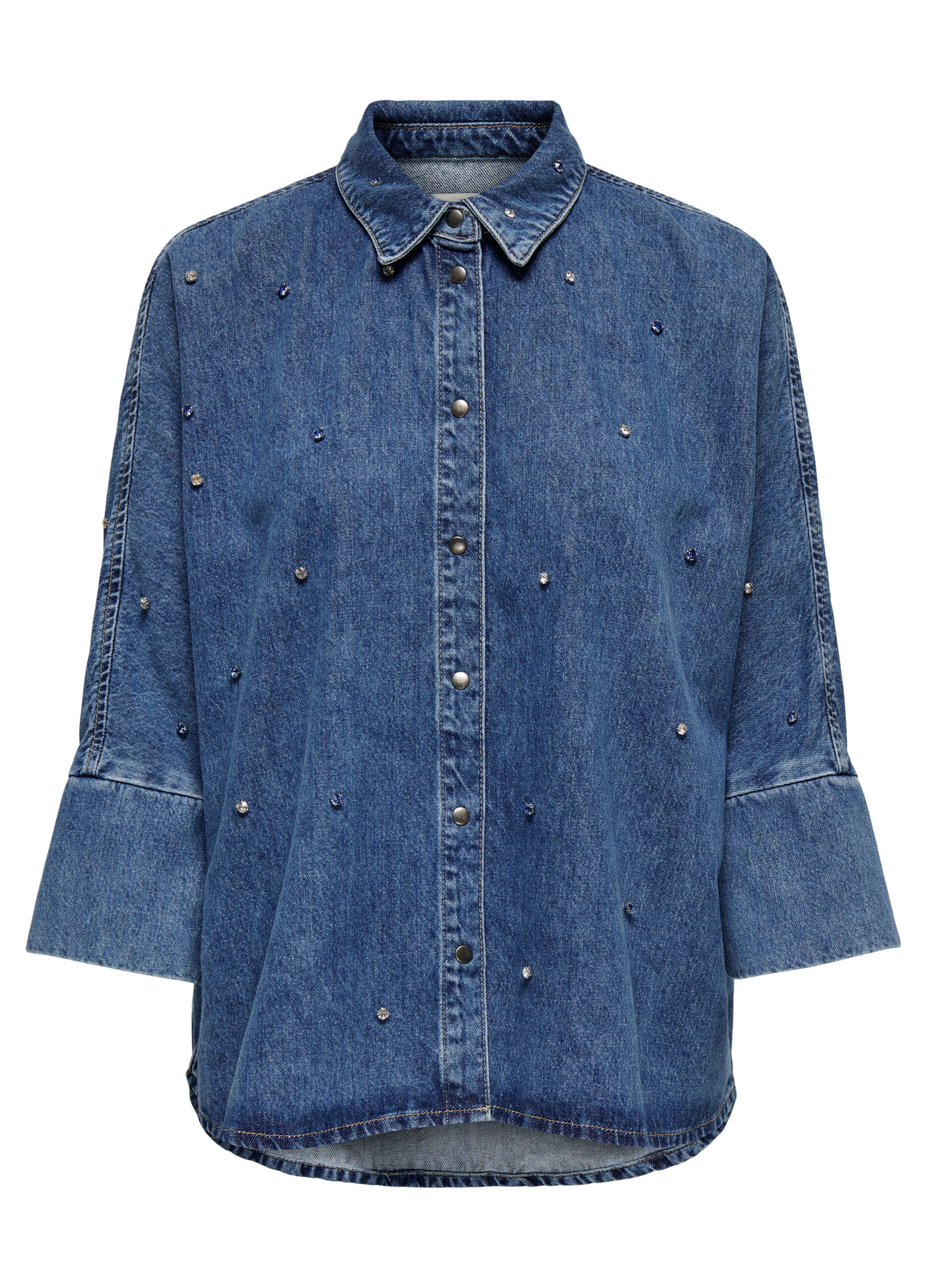 Camicia in denim con strass donna_5