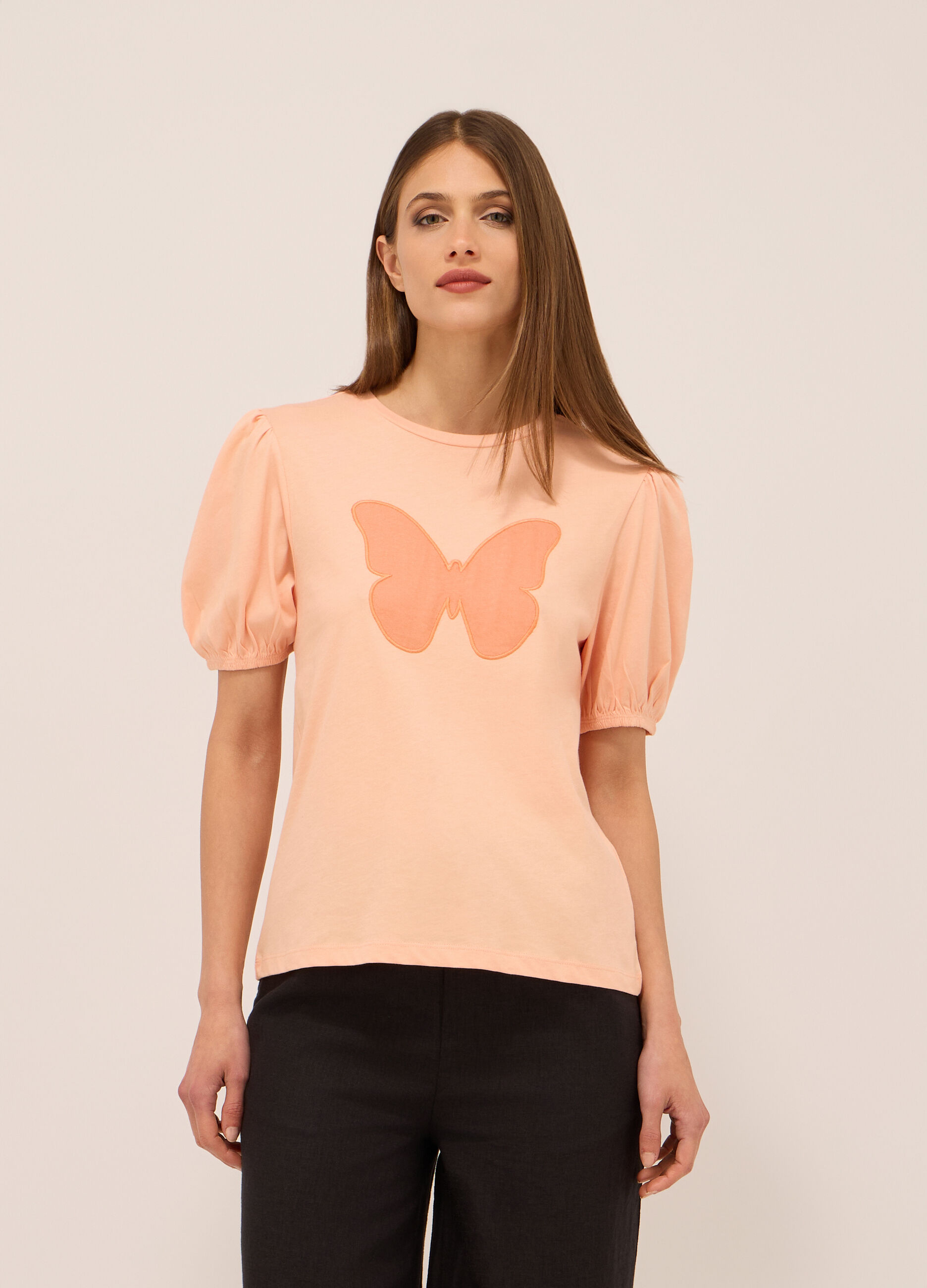 T-shirt in jersey di puro cotone donna_0