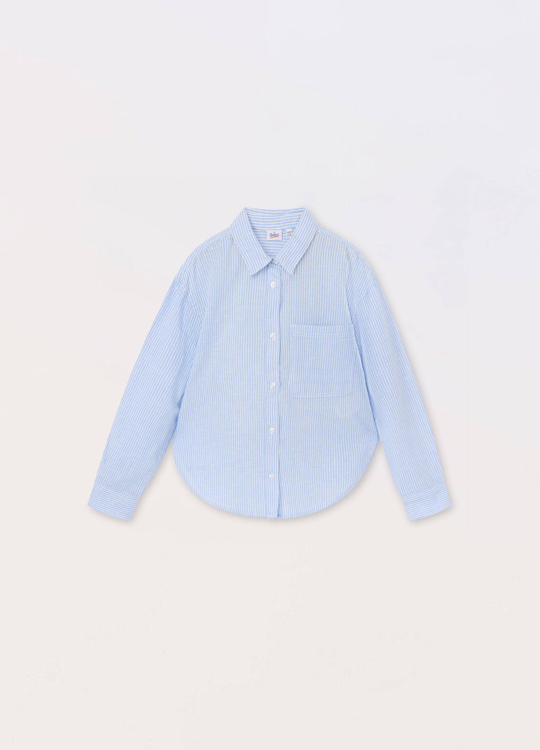 Camicia misto lino a righe ragazza_0