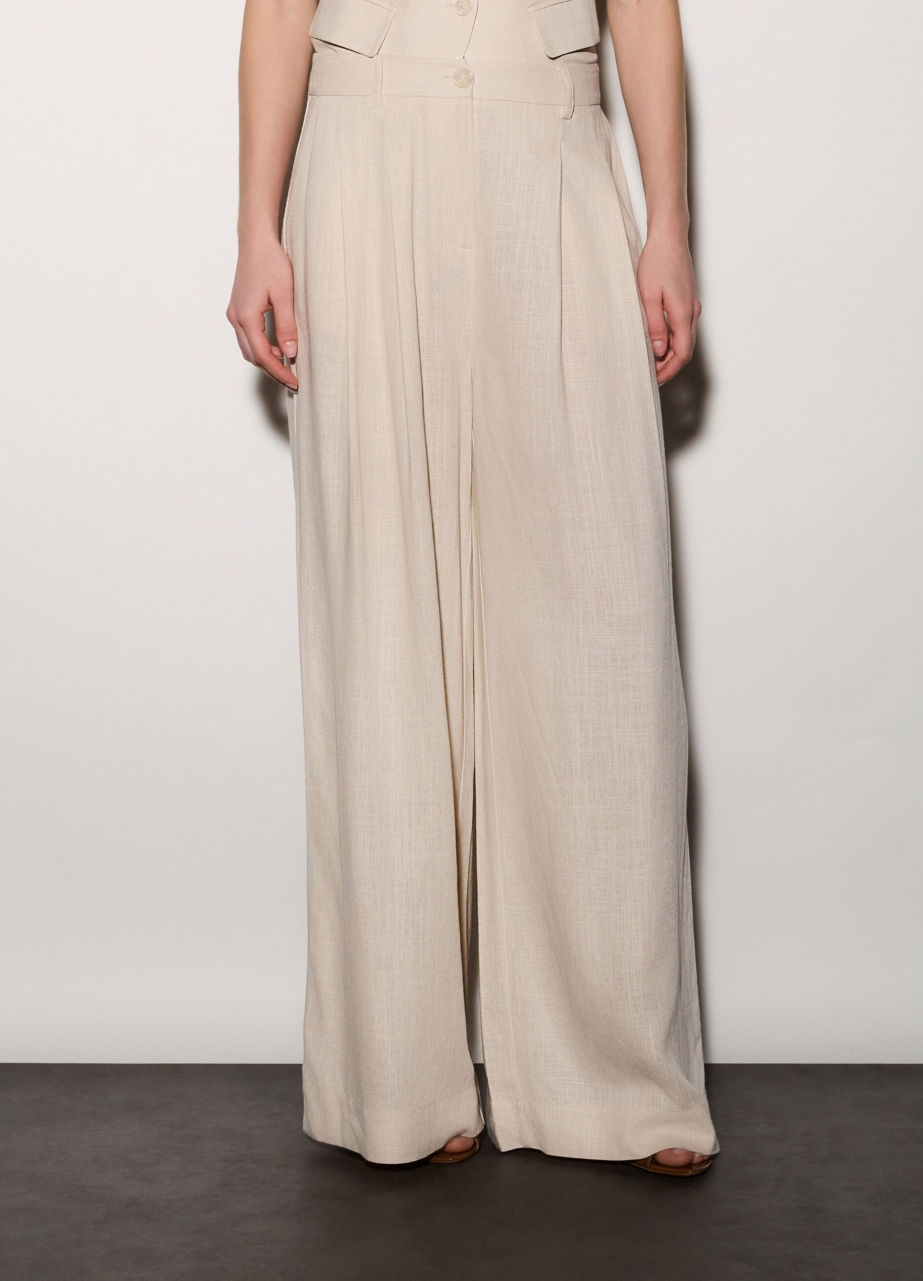 Pantaloni wide leg misto viscosa donna_1