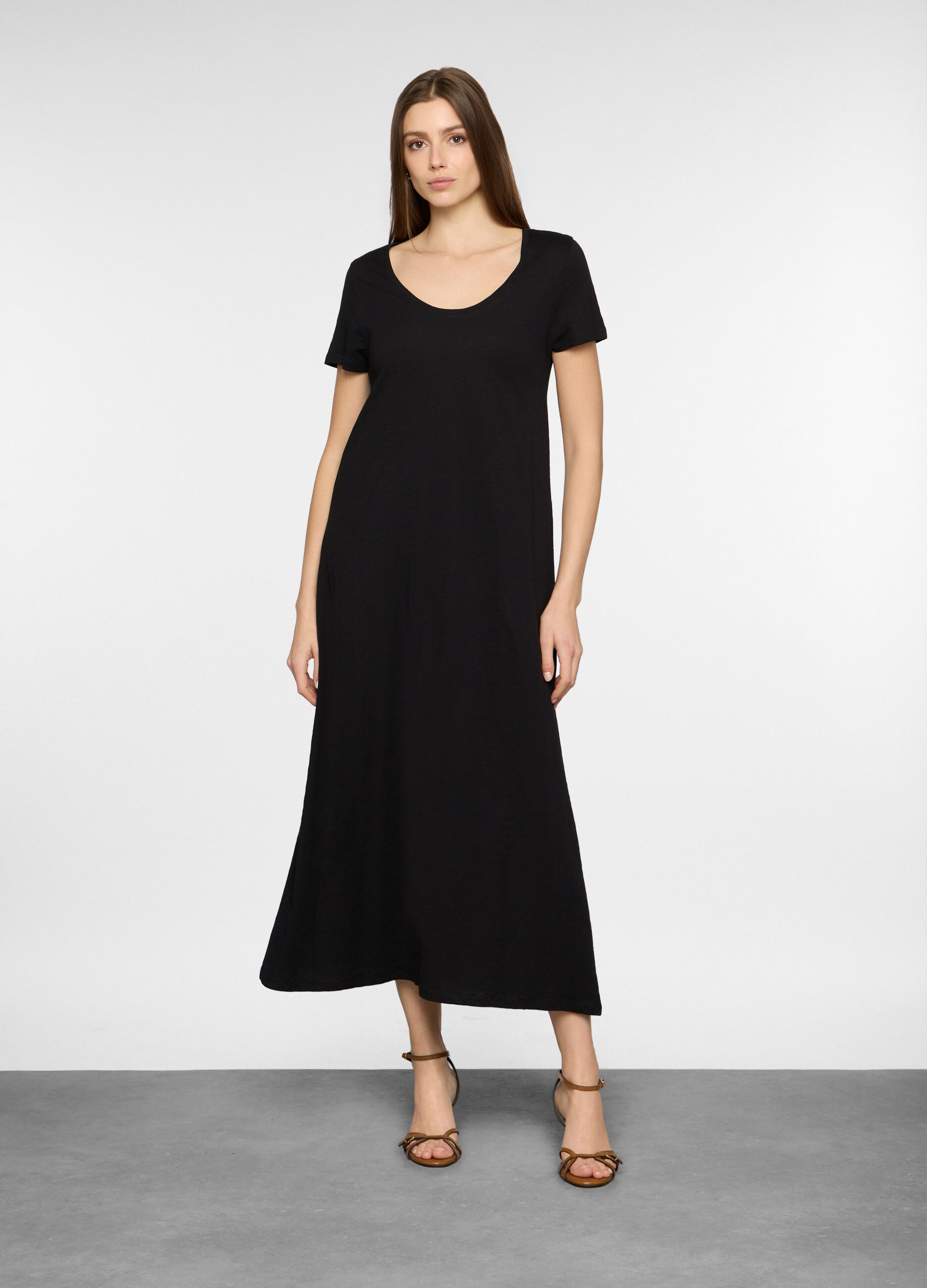 Abito lungo in jersey slub donna_0