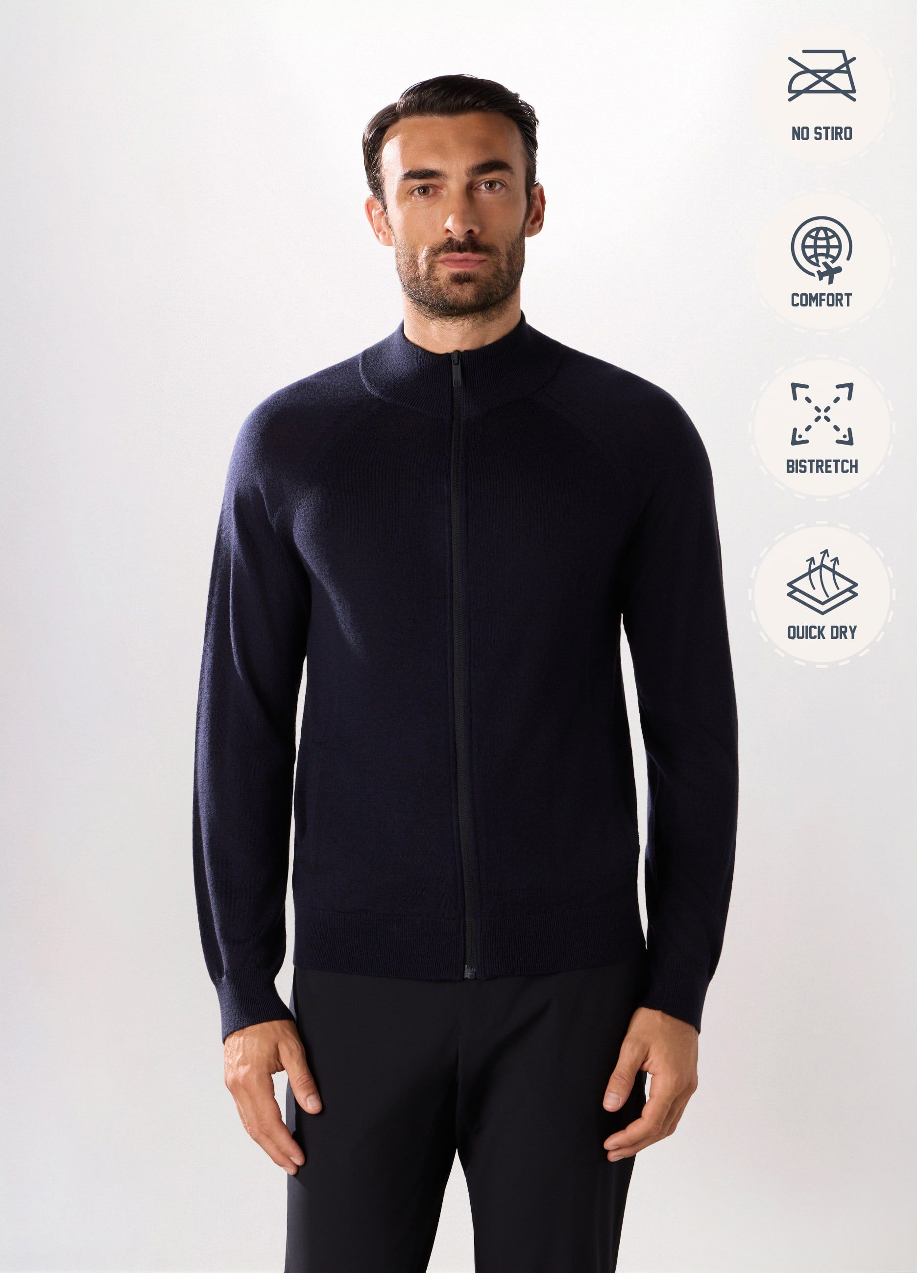 Cardigan con zip in lana merino uomo_1