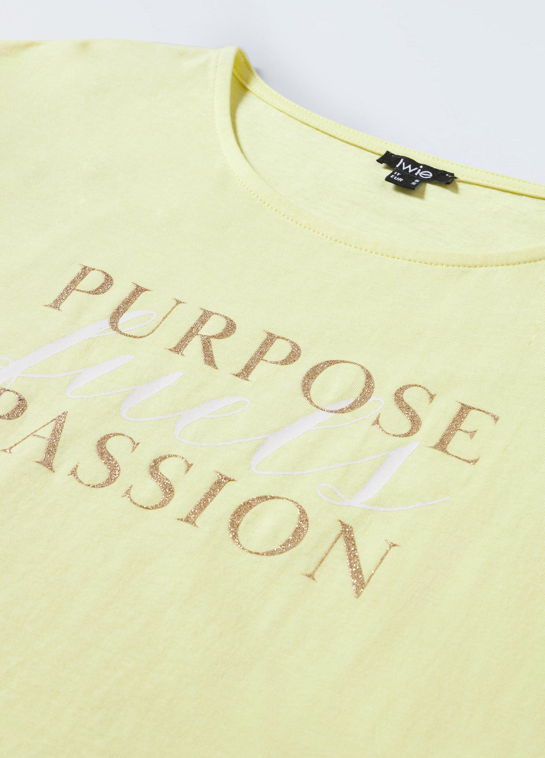 T-shirt in puro cotone con stampa glitter donna_1