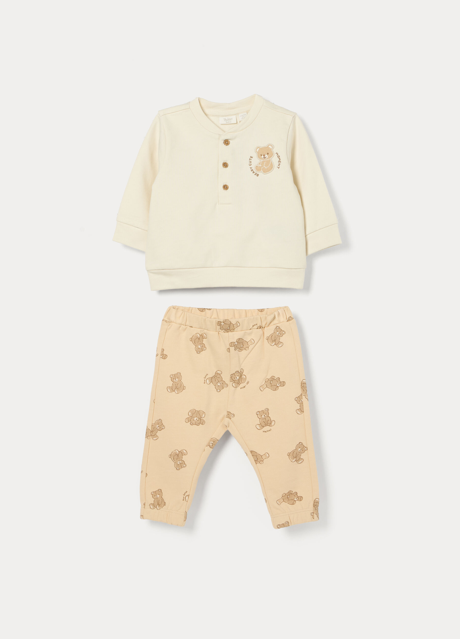 Jogging set in french terry di puro cotone neonato_0