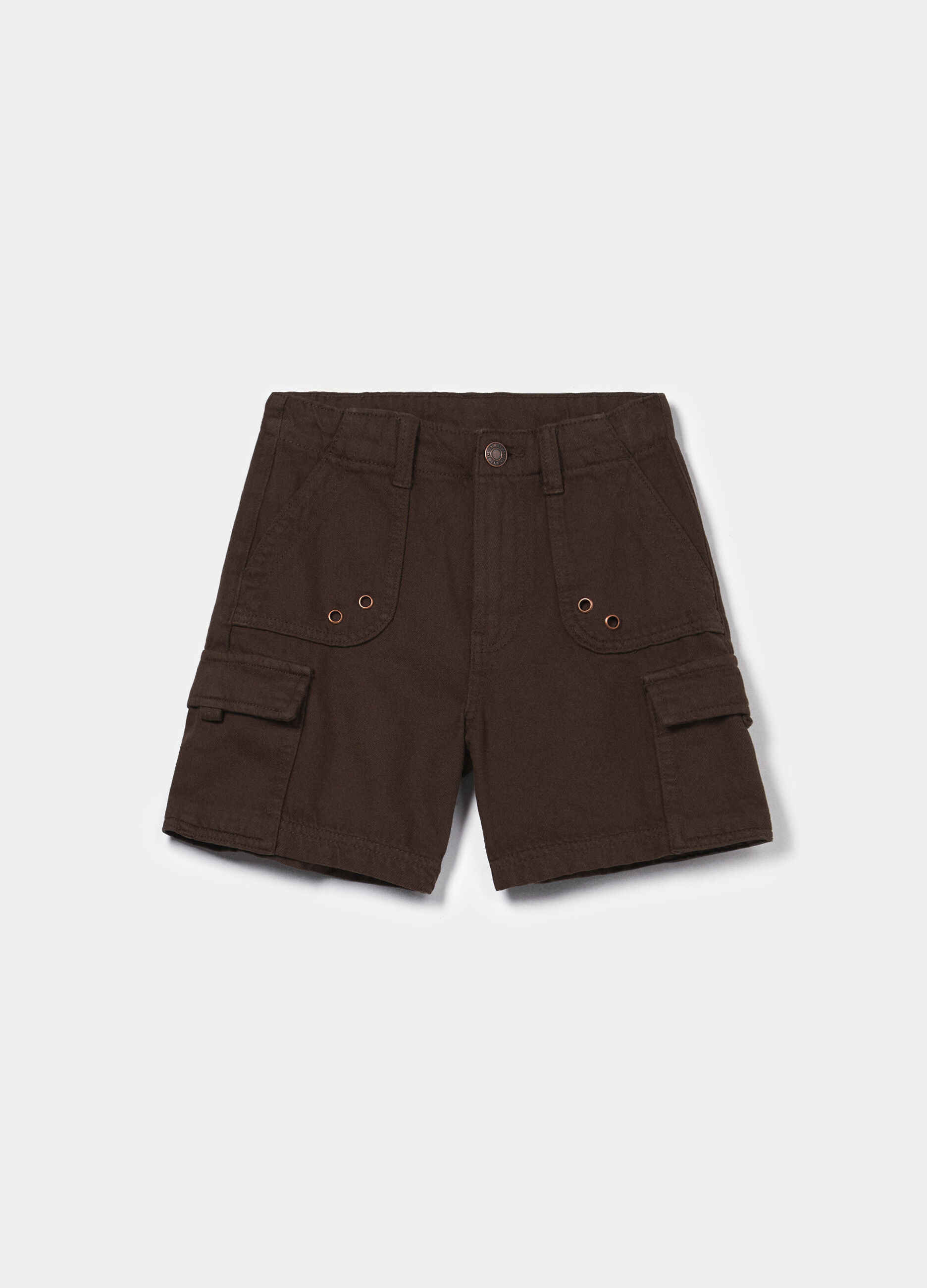 Shorts cargo in twill di puro cotone ragazza_0