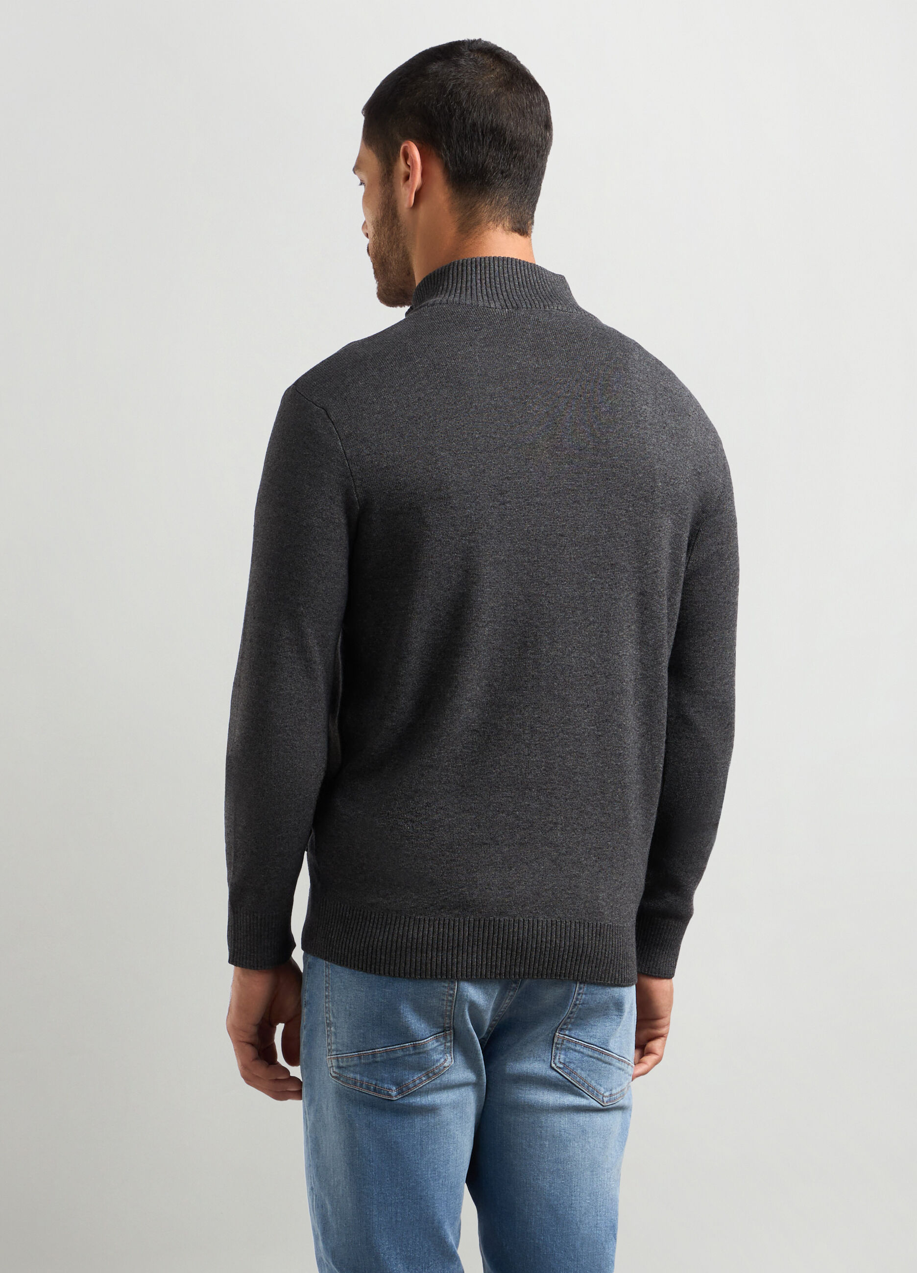 Cardigan collo alto in misto cotone uomo_1