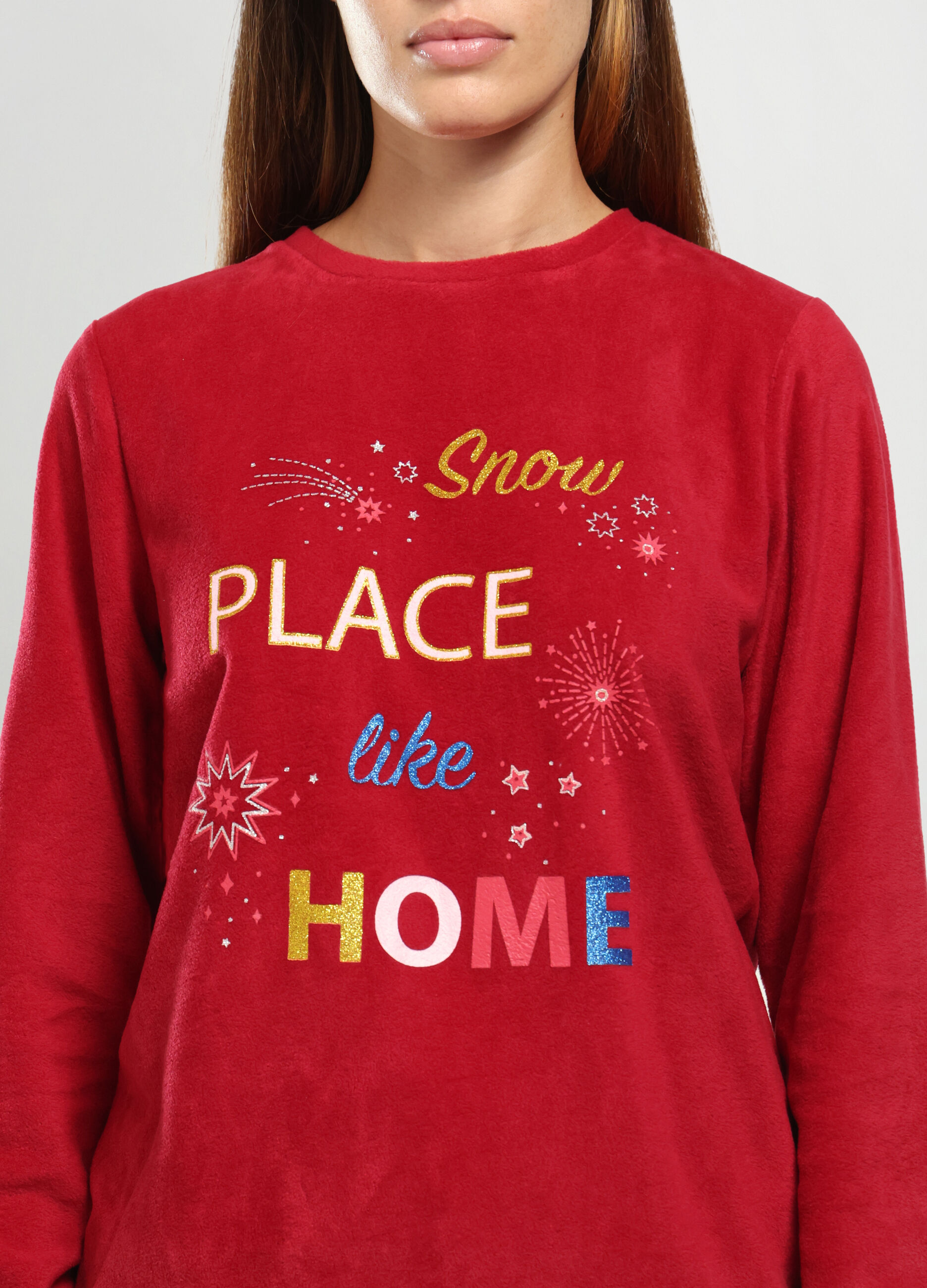 Set pigiama lungo in pile donna_2