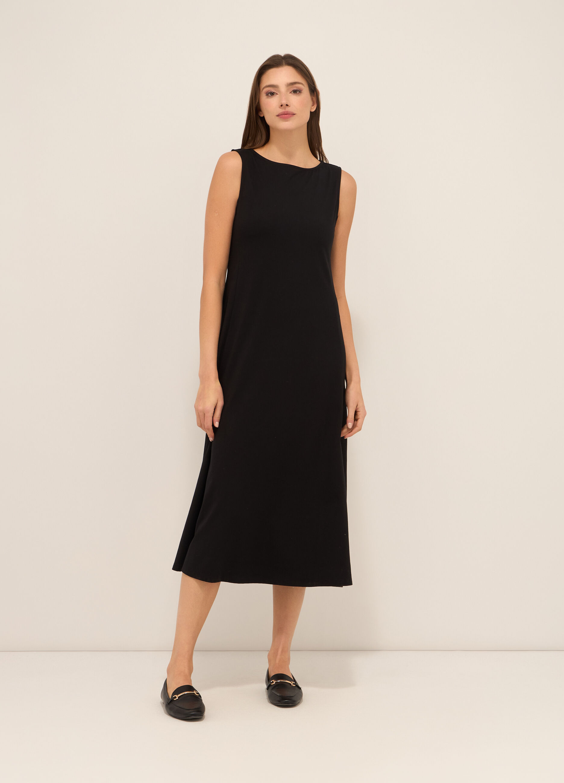 Abito lungo in jersey di cotone stretch donna_0