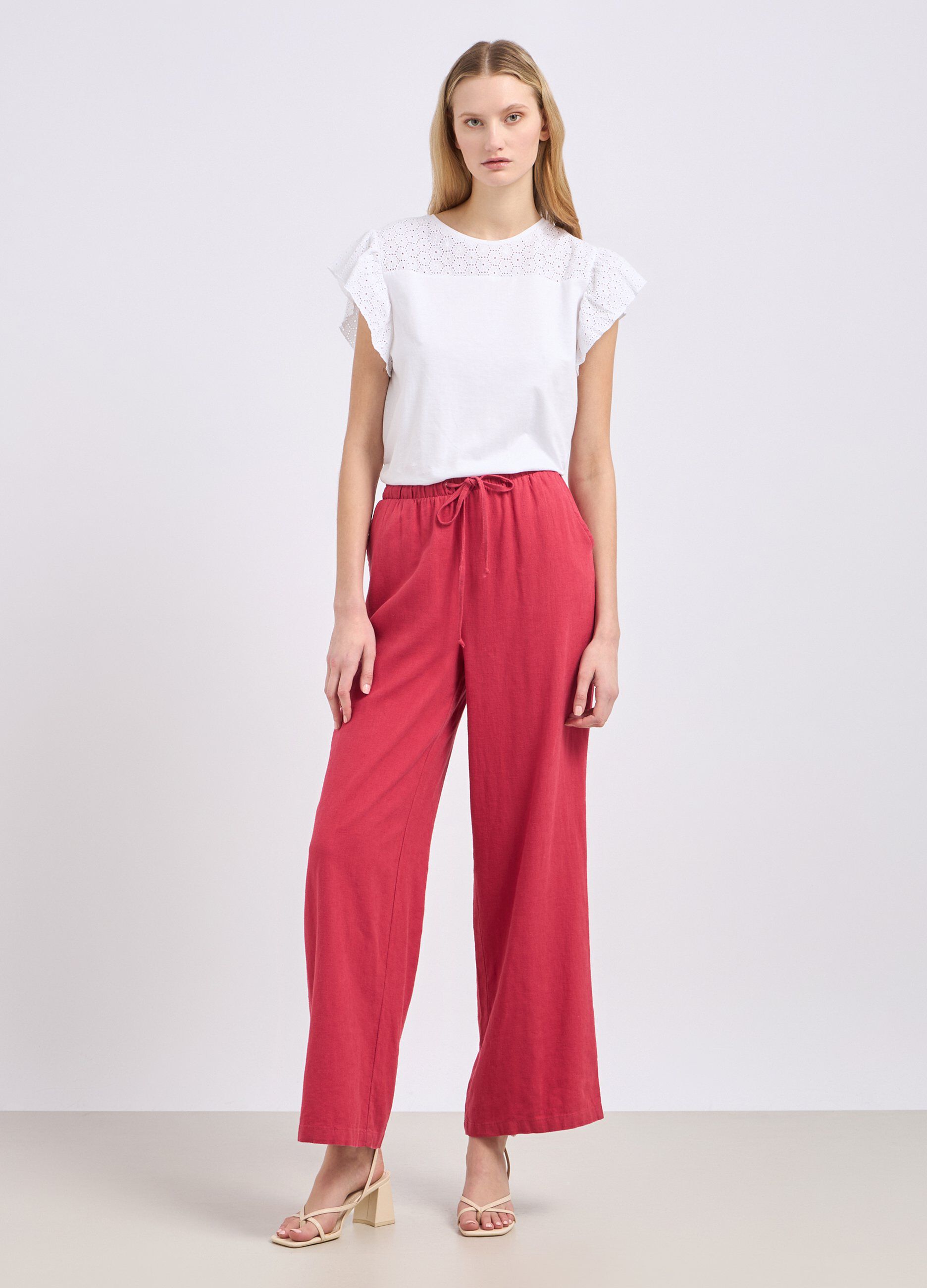 Pantaloni in misto lino donna_0