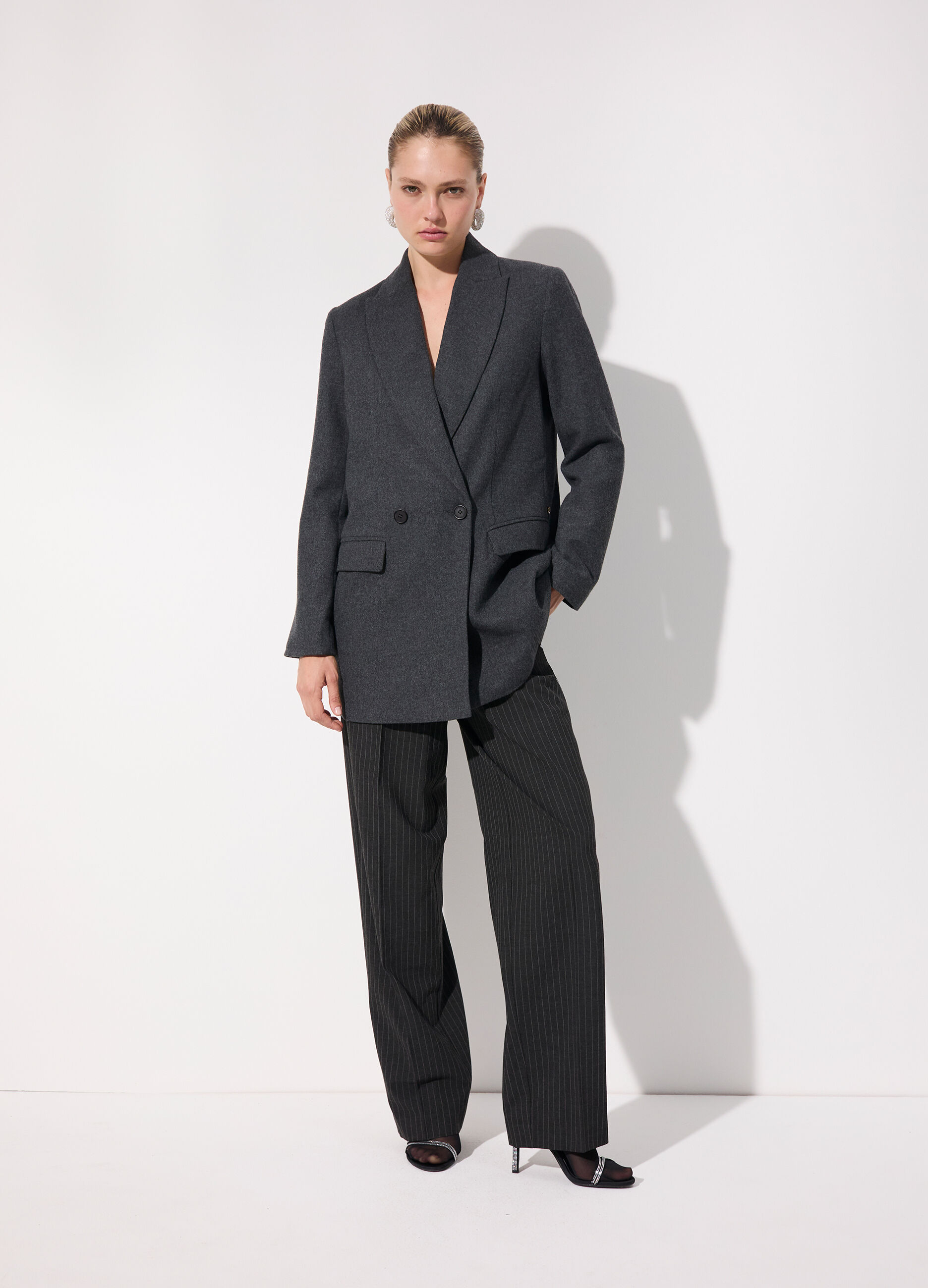 Blazer doppiopetto in misto lana donna_0