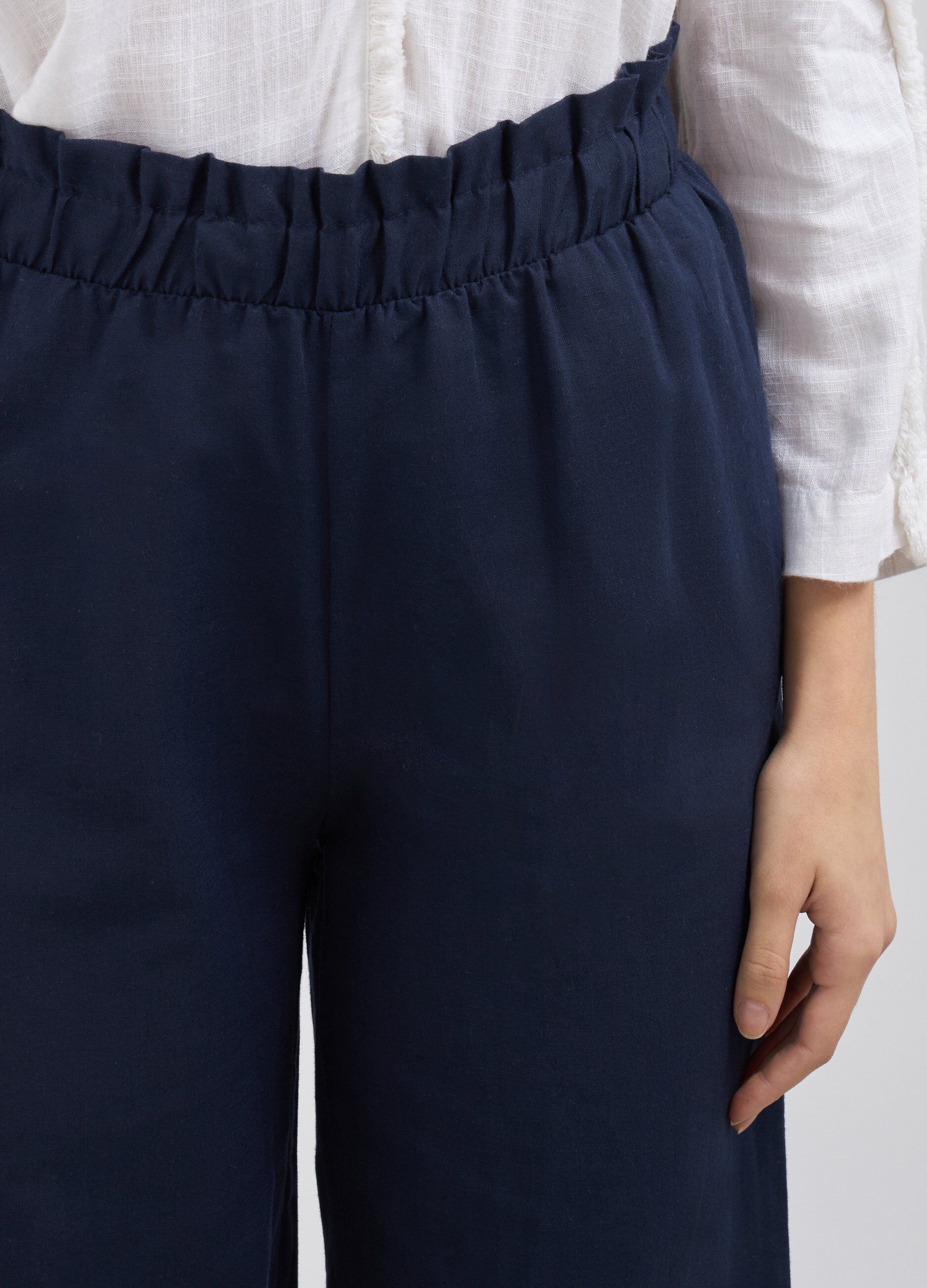 Pantaloni palazzo in misto lino donna_2