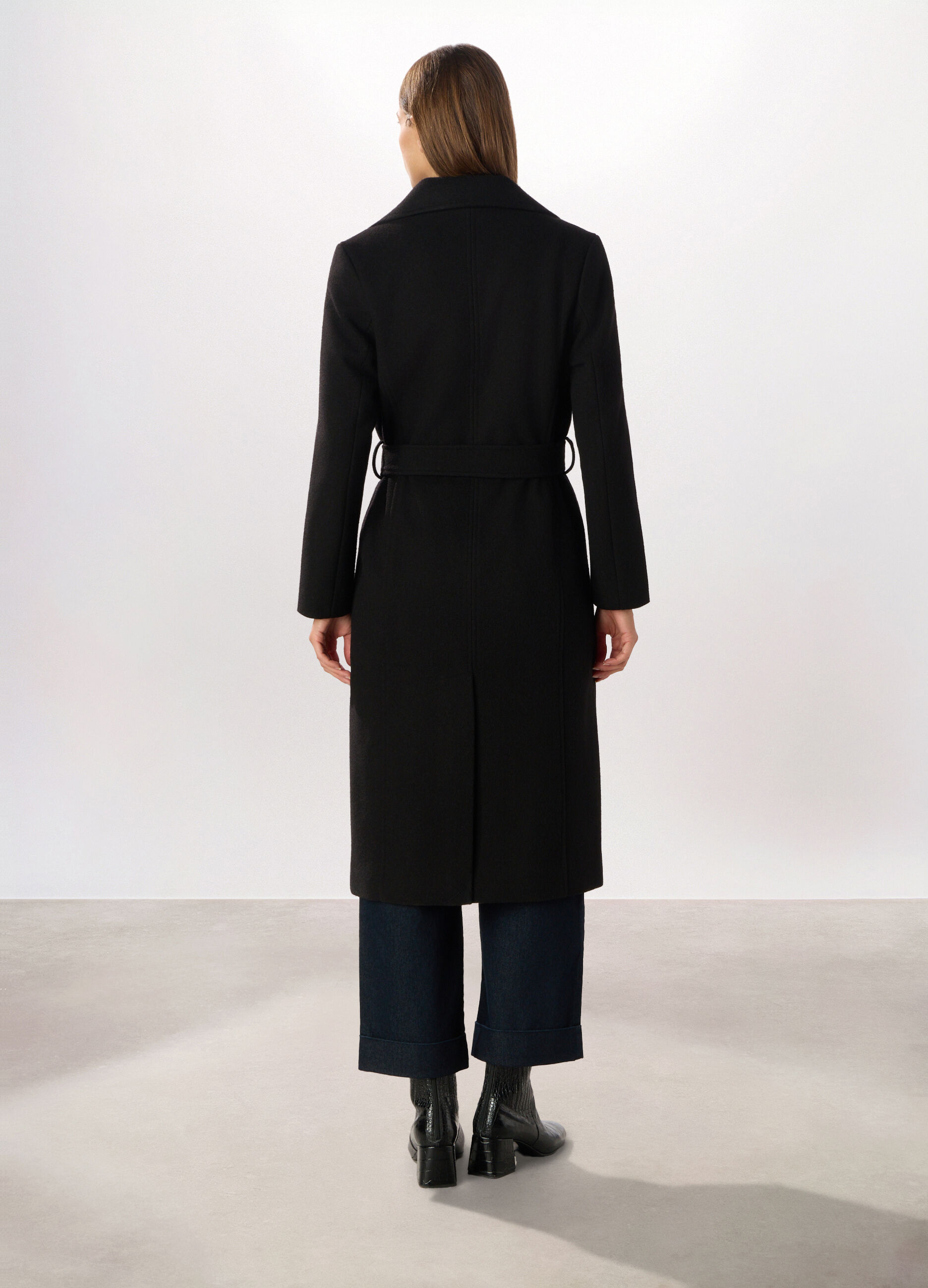 Cappotto lungo con collo revers donna_1