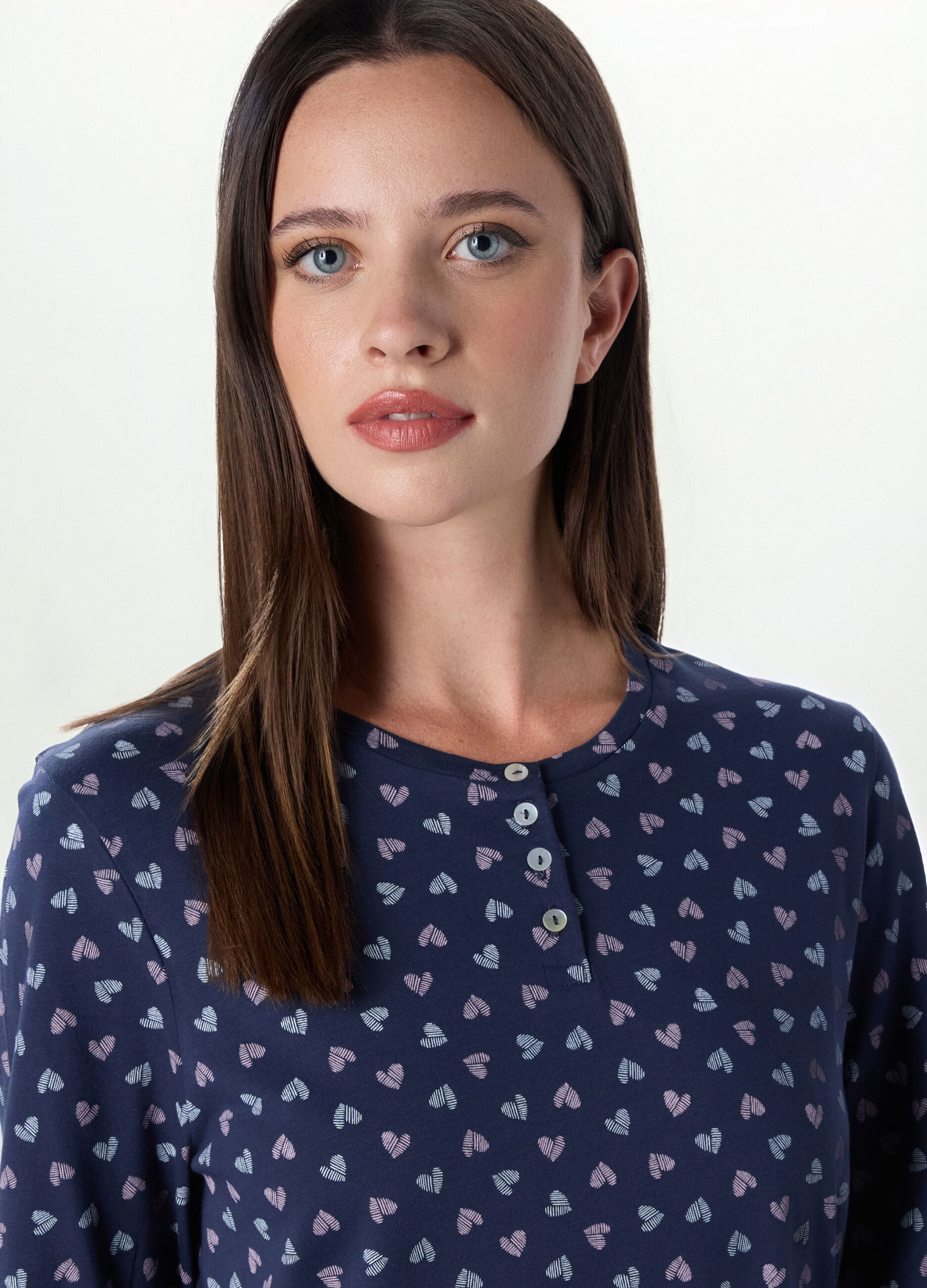 Set pigiama lungo in puro cotone donna_2