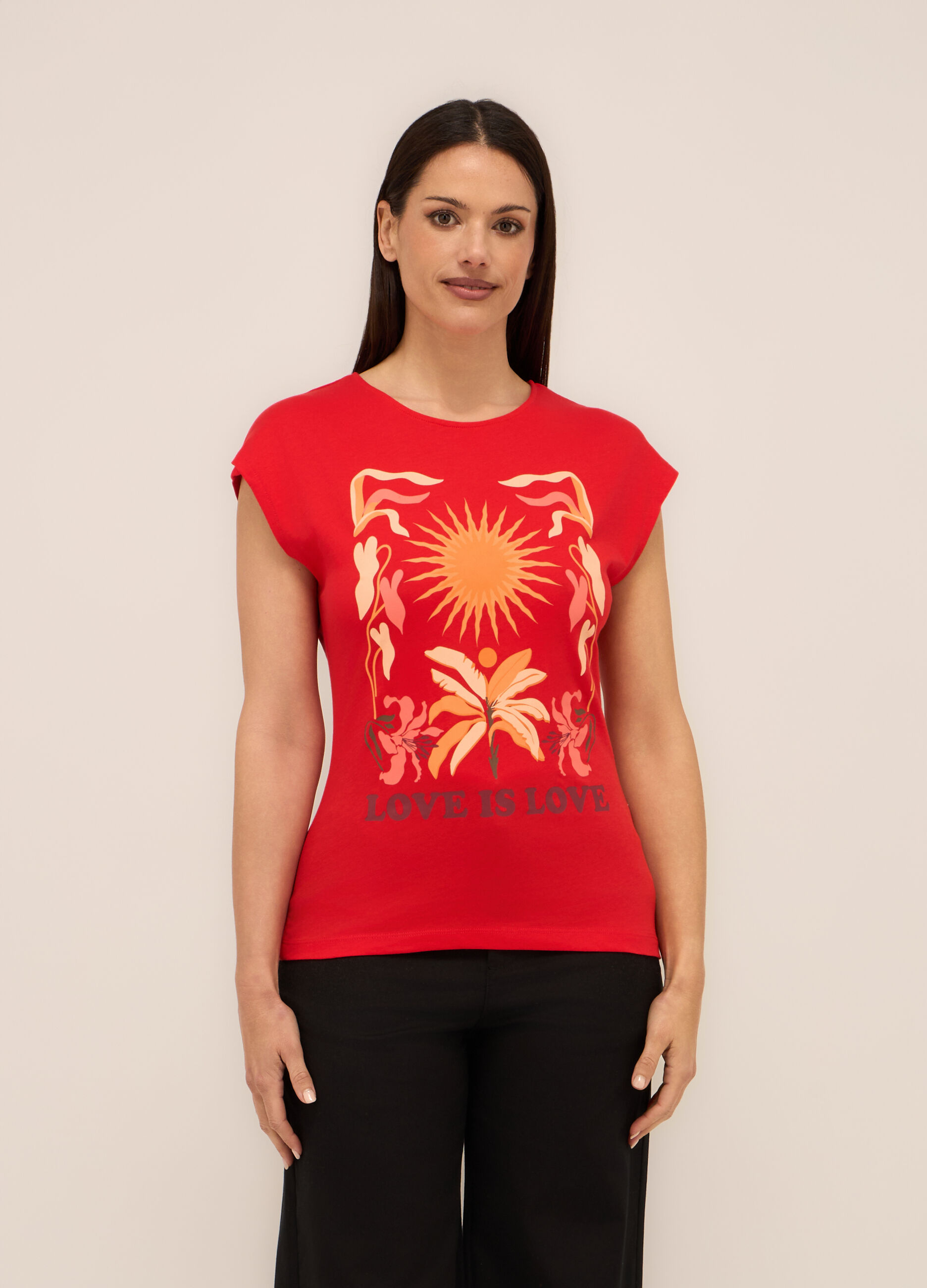 T-shirt in jersey di puro cotone donna_0
