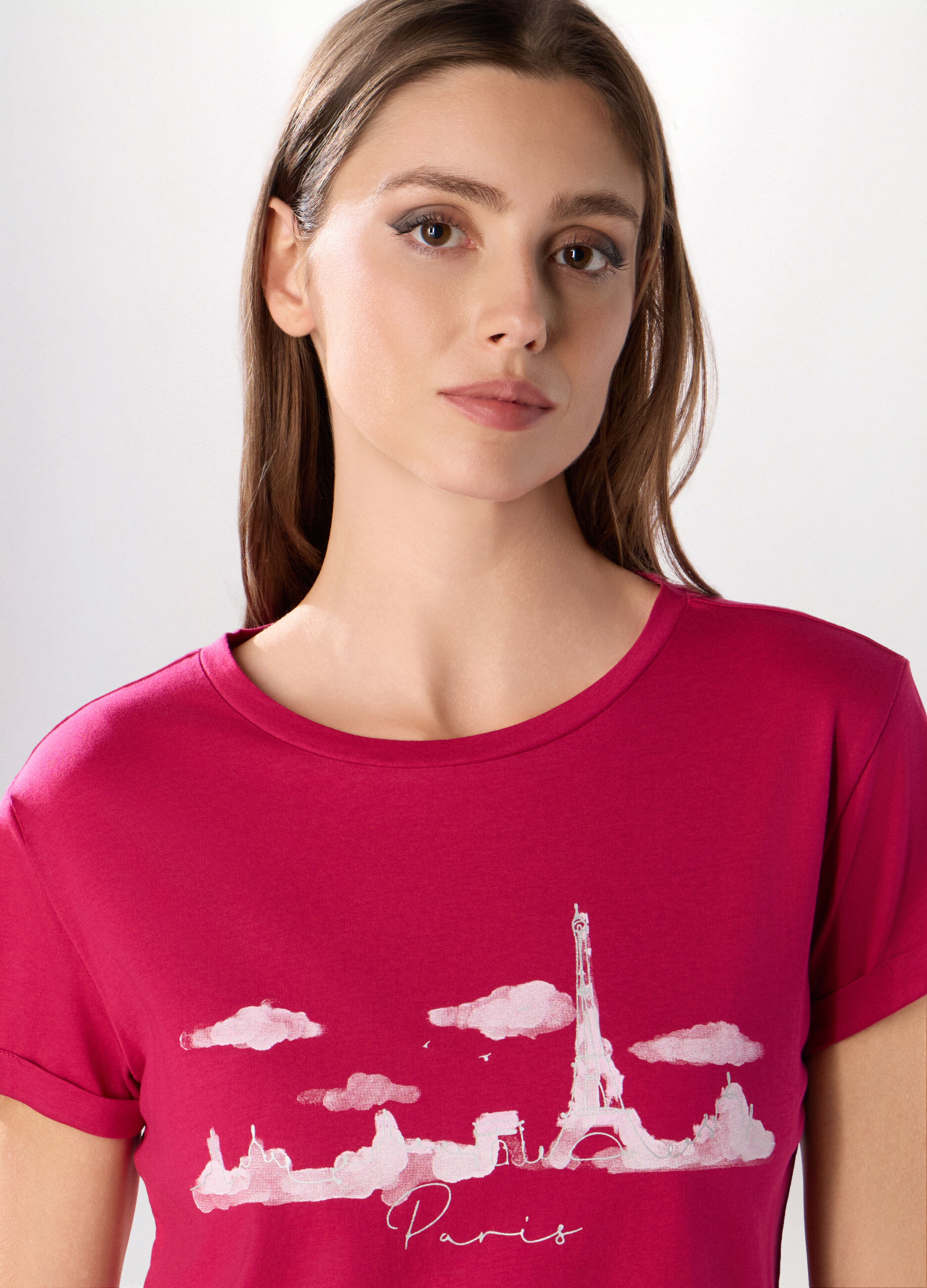 T-shirt in puro cotone con stampa donna_2