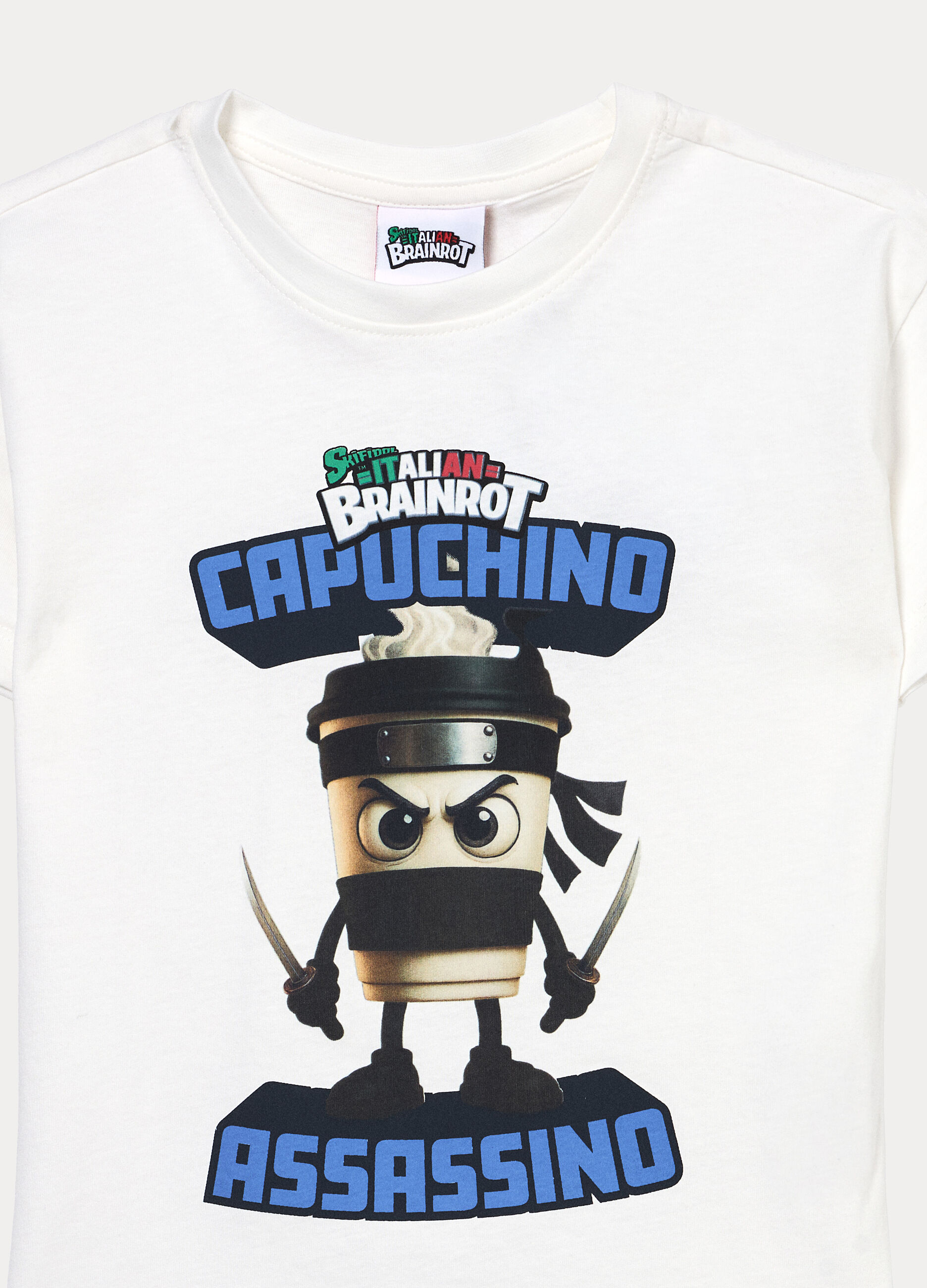 T-shirt girocollo Skifidol Italian Brainrot in jersey di puro cotone bambino_2