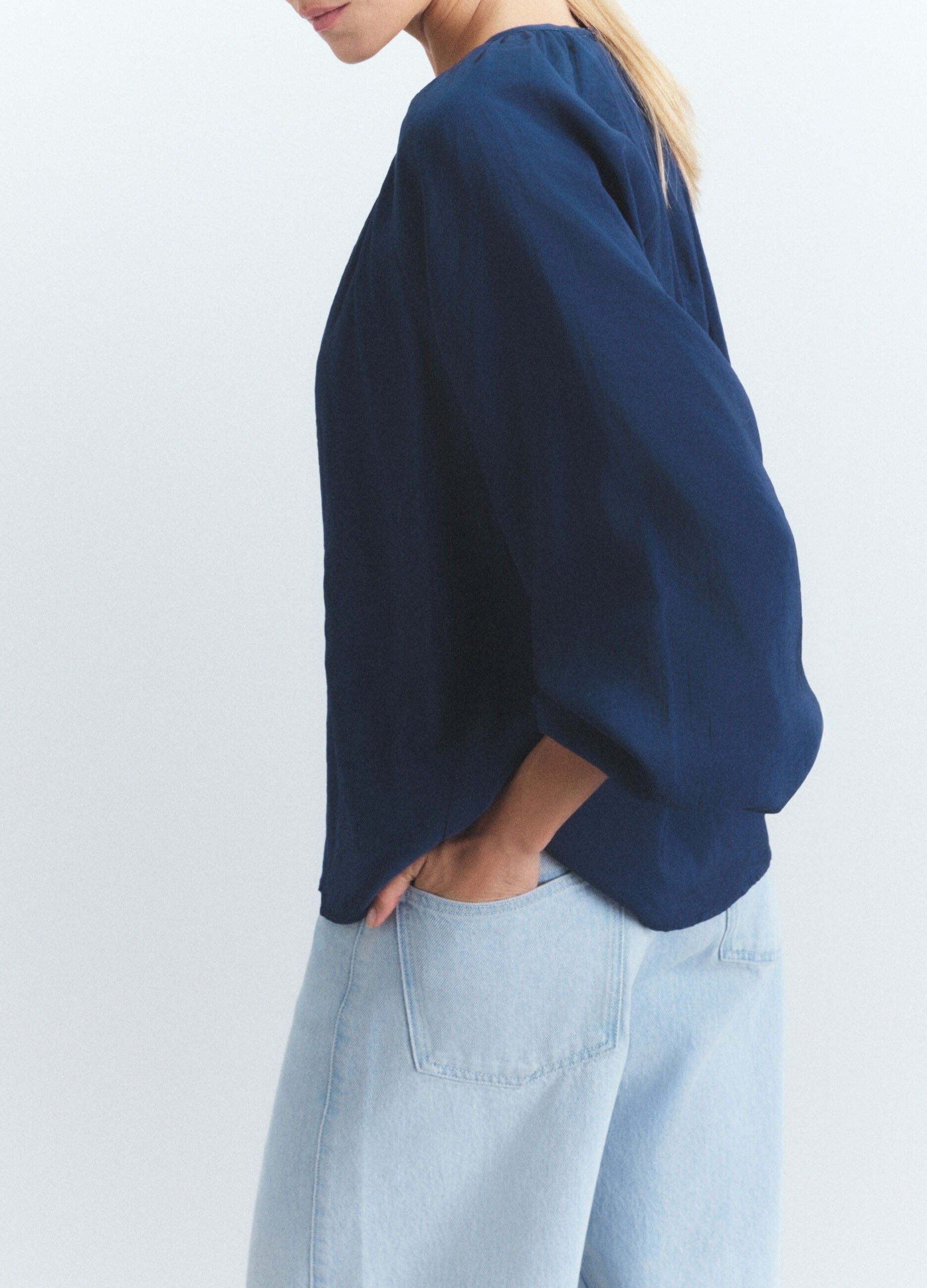 Blusa Fit Over con scollo rotondo misto modal donna_3