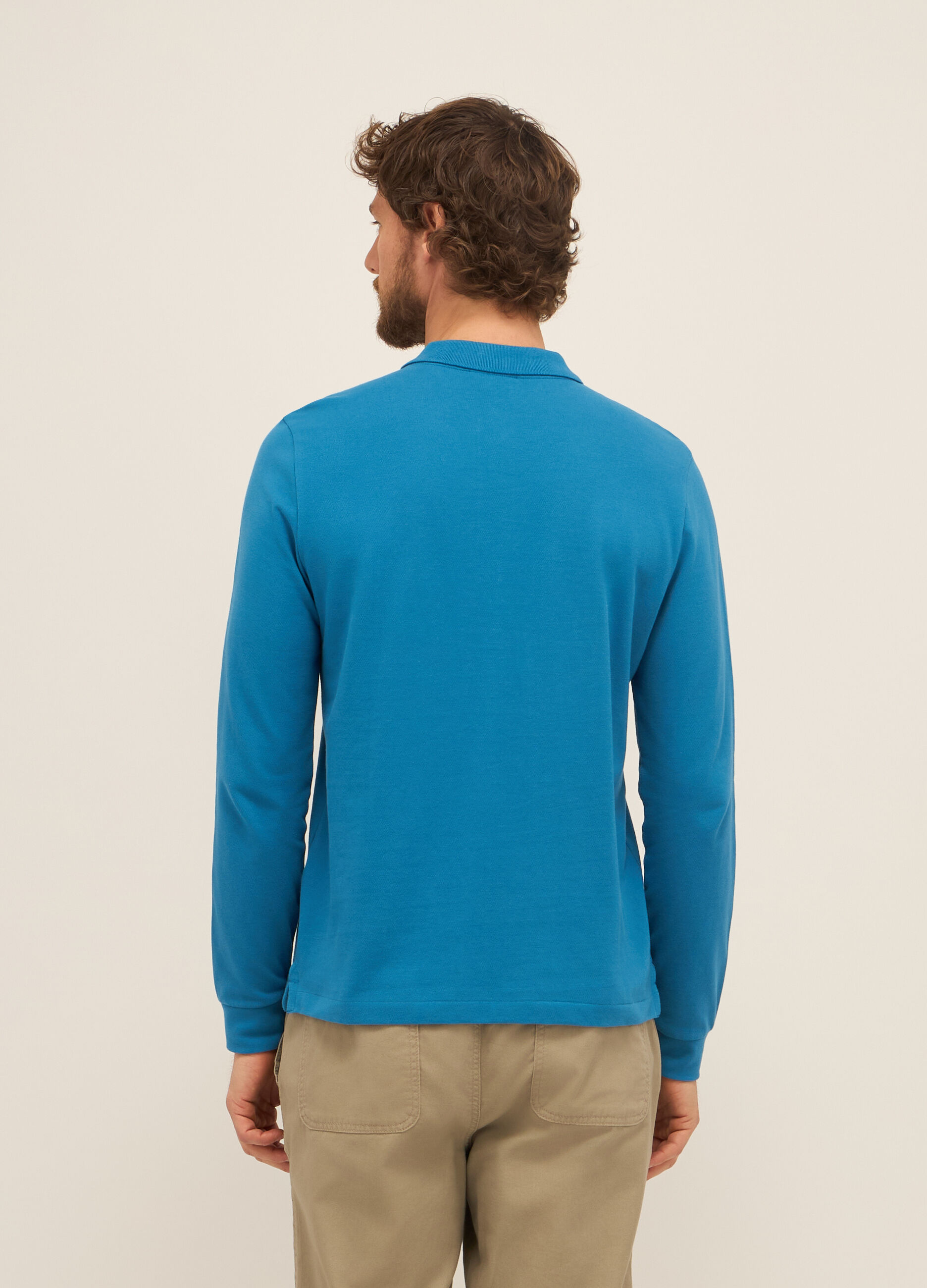 Polo a maniche lunghe in puro cotone uomo_1