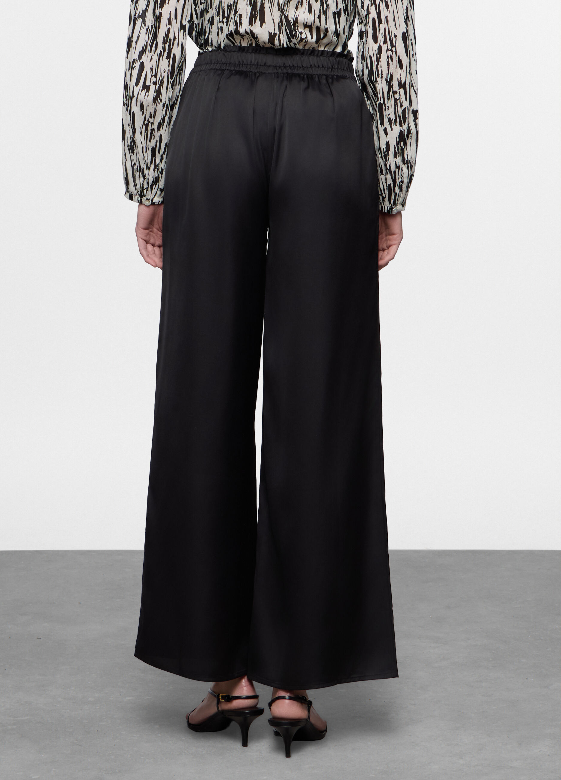 Pantaloni wide leg in satin donna