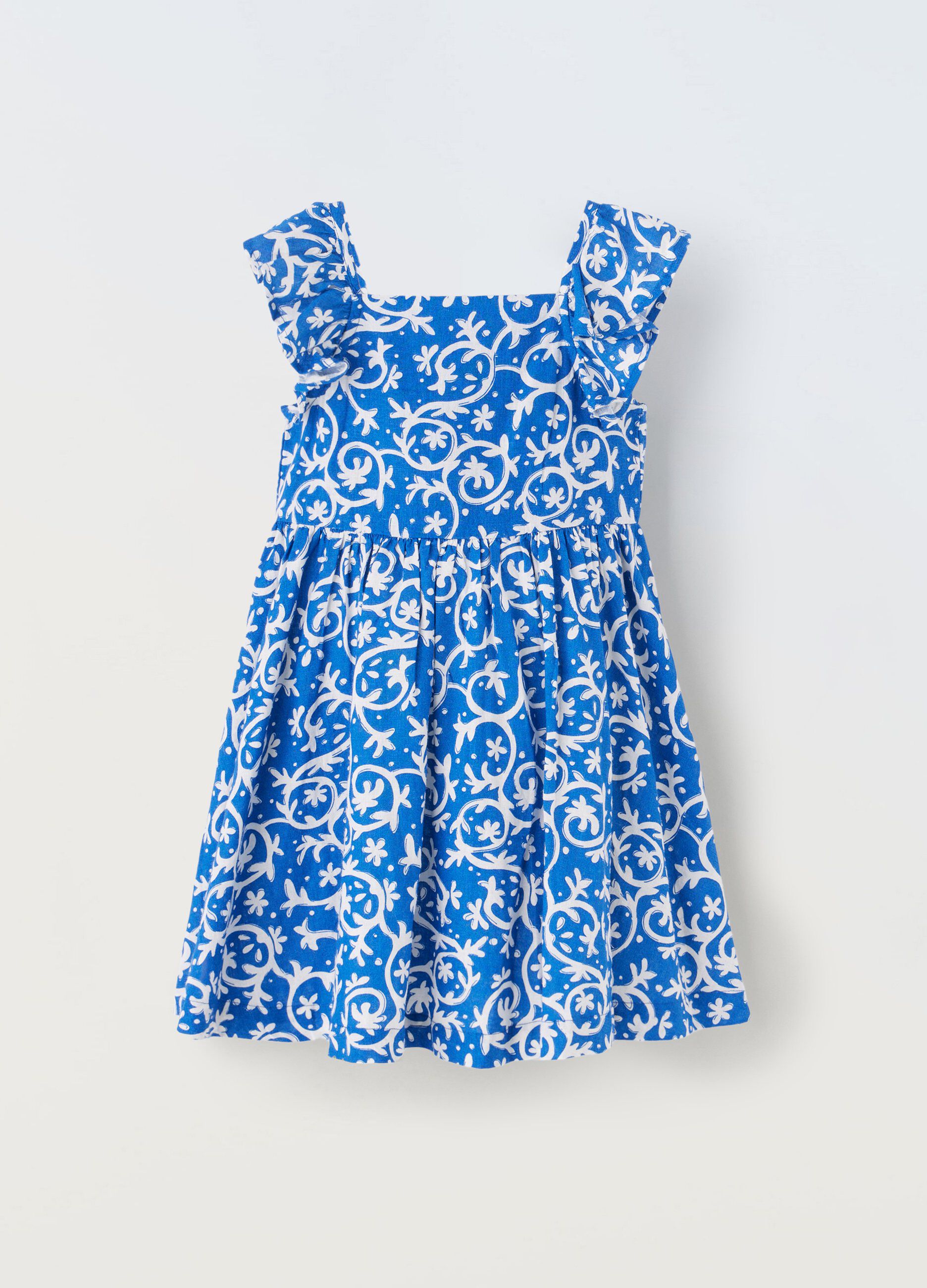 Vestito in misto lino bambina