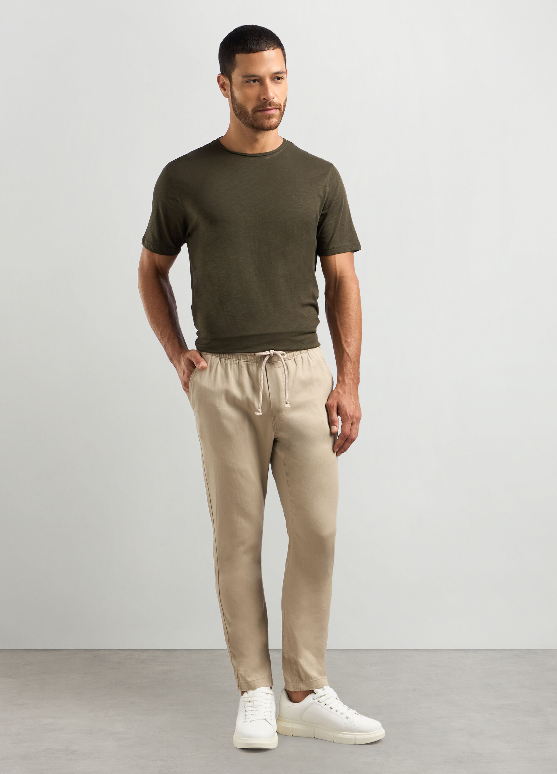 Joggers slim fit in puro cotone uomo_0