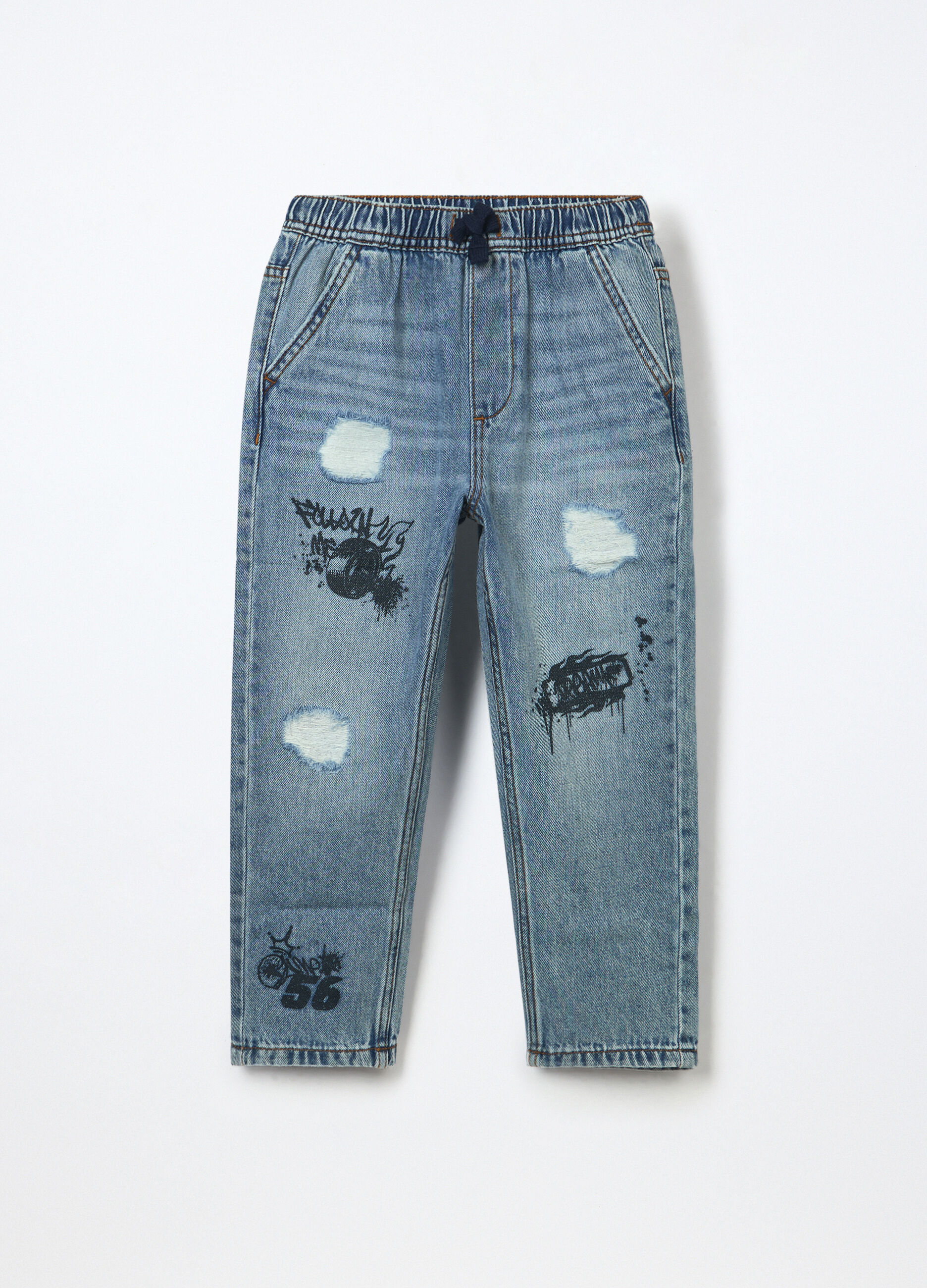 Jogger in denim misto cotone bambino_0