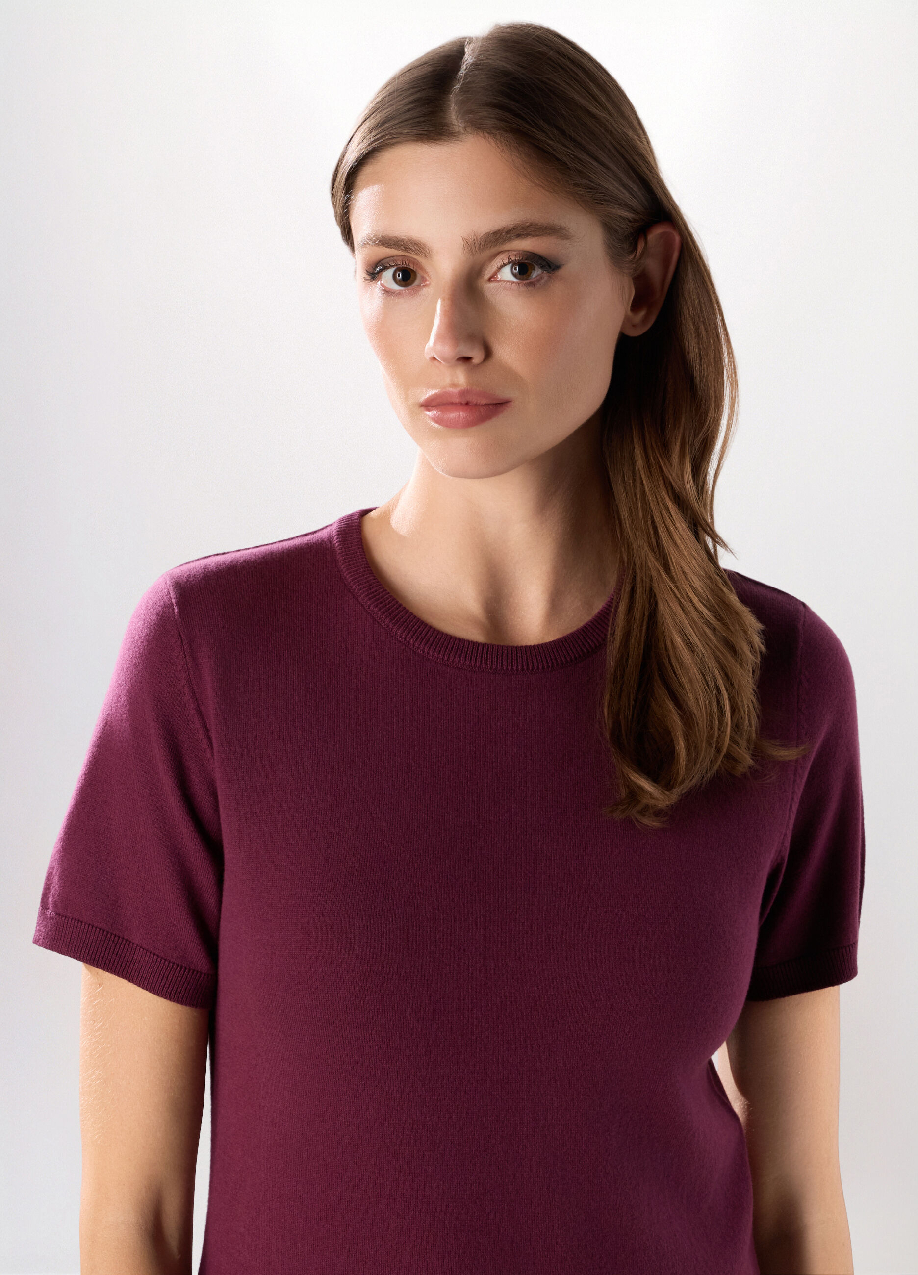 Tricot a maniche corte in misto cotone donna_2