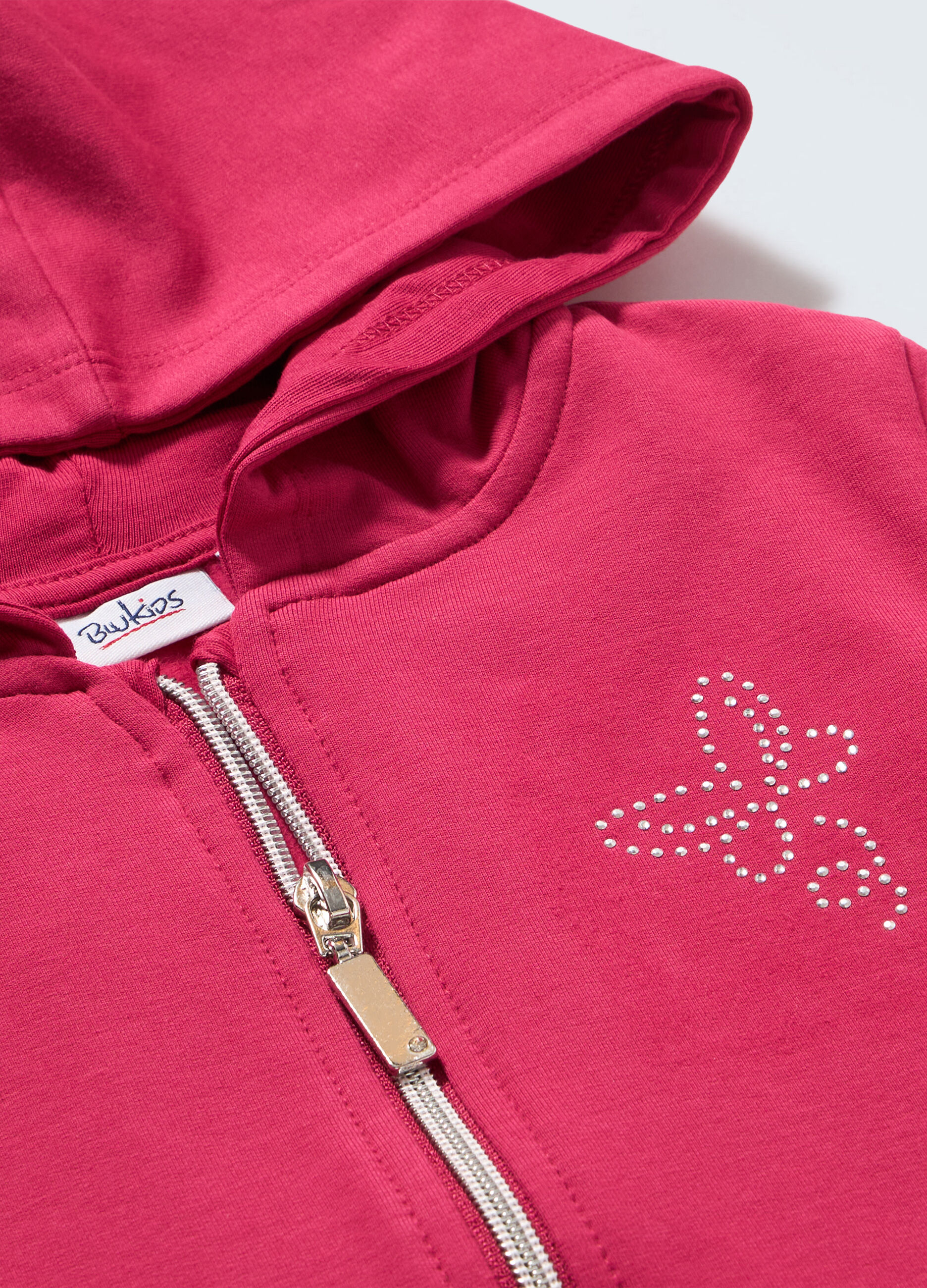 Felpa con zip e cappuccio in french terry stretch bambina_1