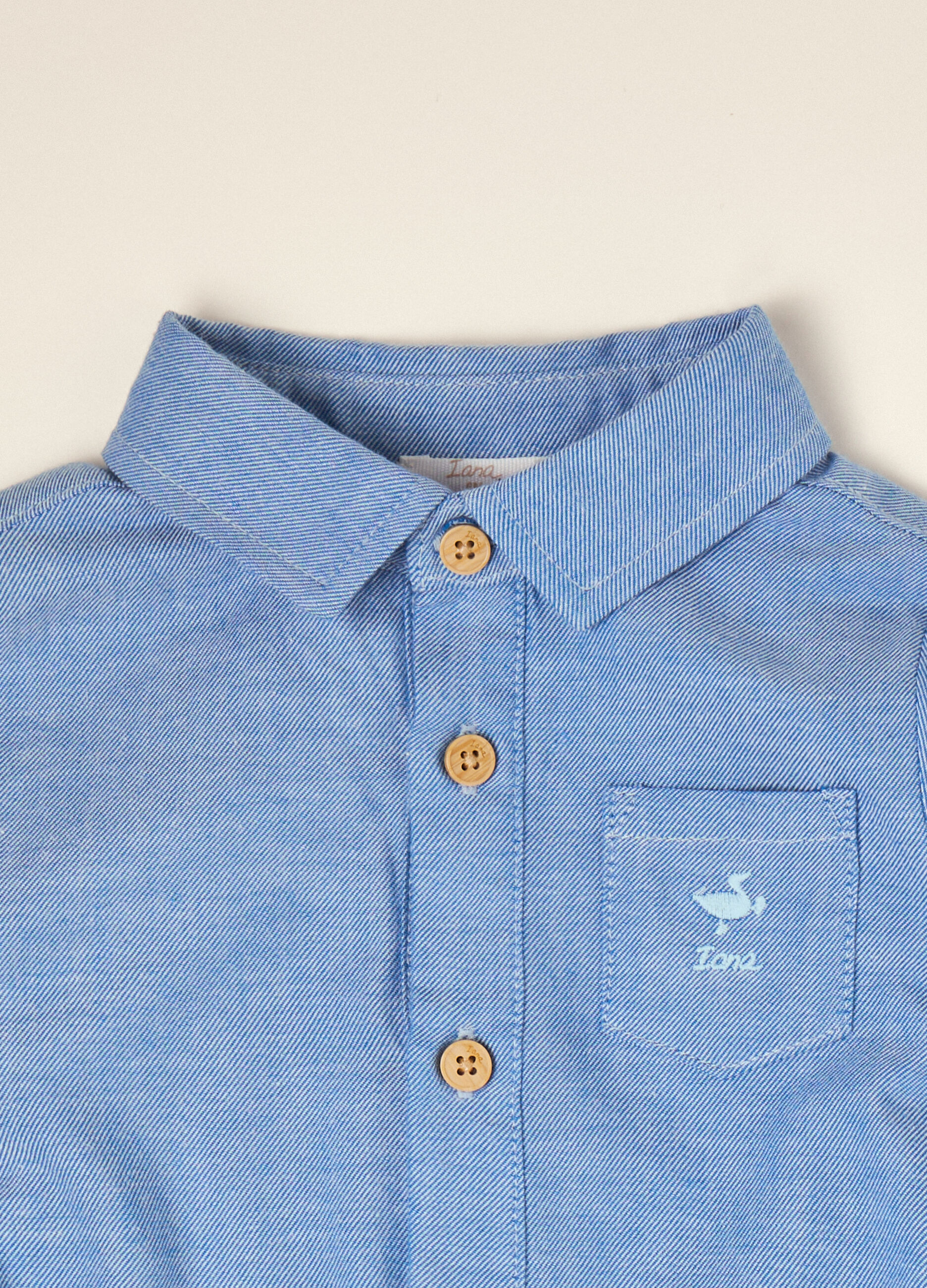 Body camicia azzurro in puro cotone con colletto classico_2