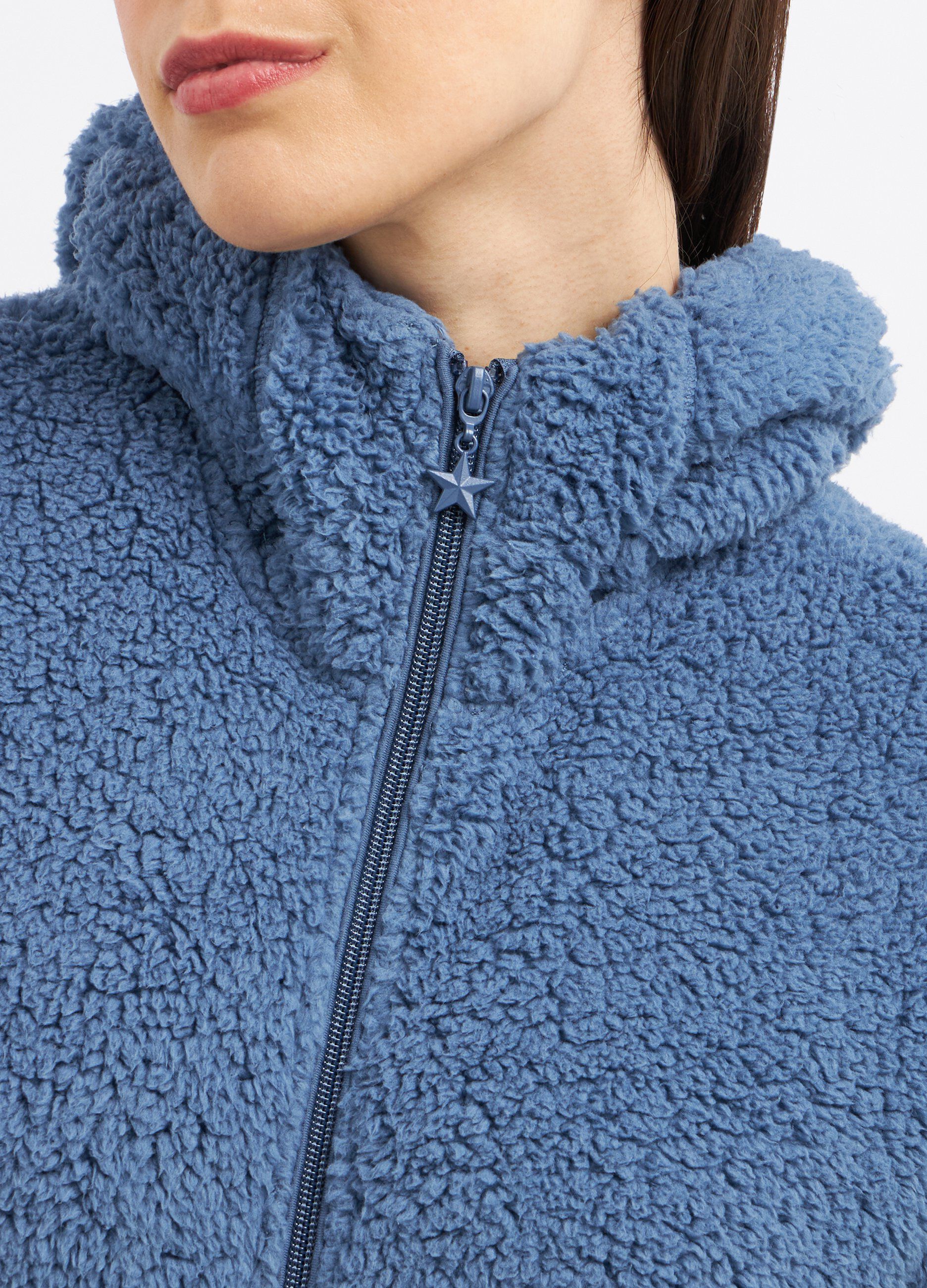Top pigiama in fake fur con cappuccio donna_2