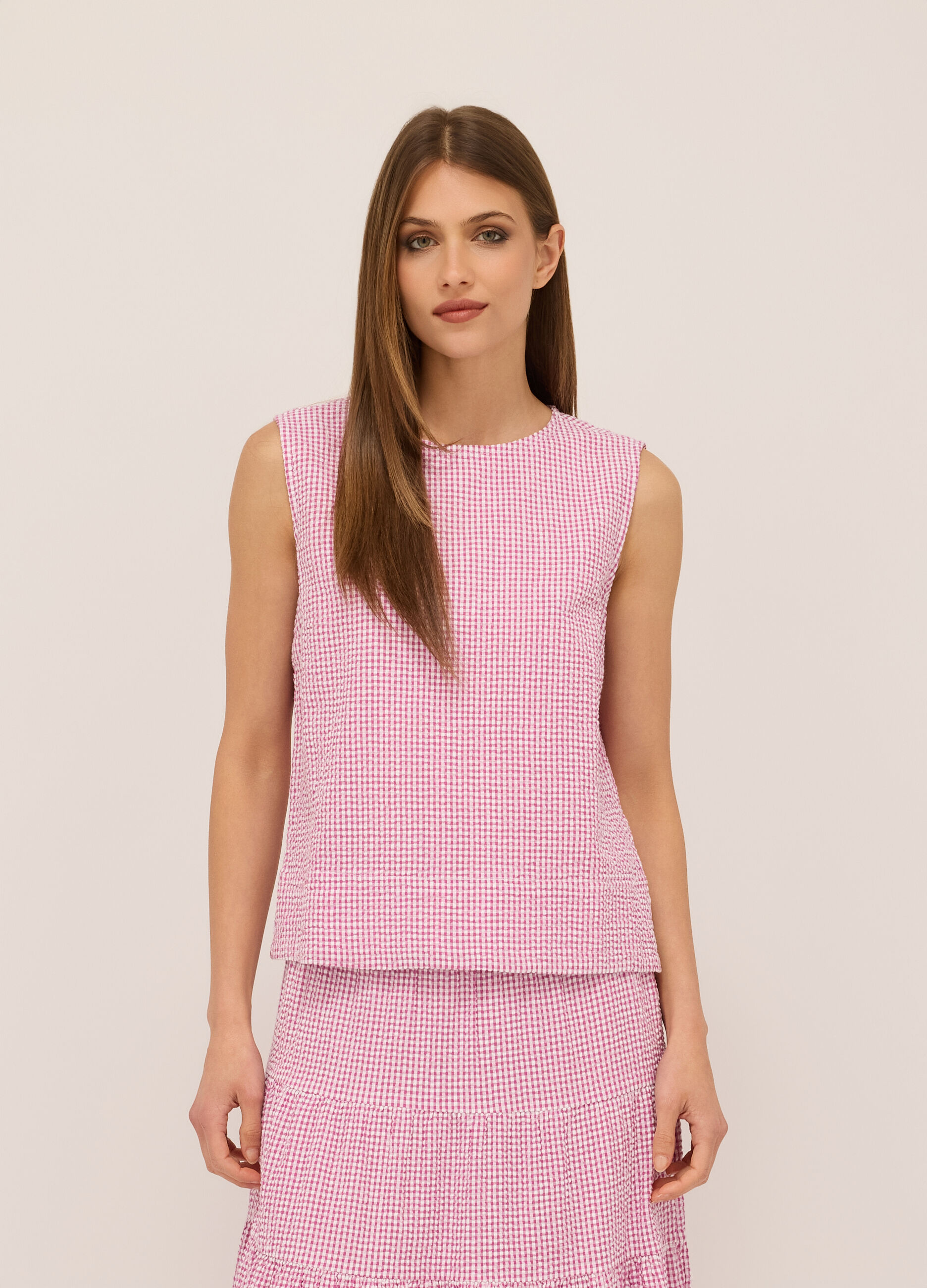 Blusa in puro cotone seersucker donna_0