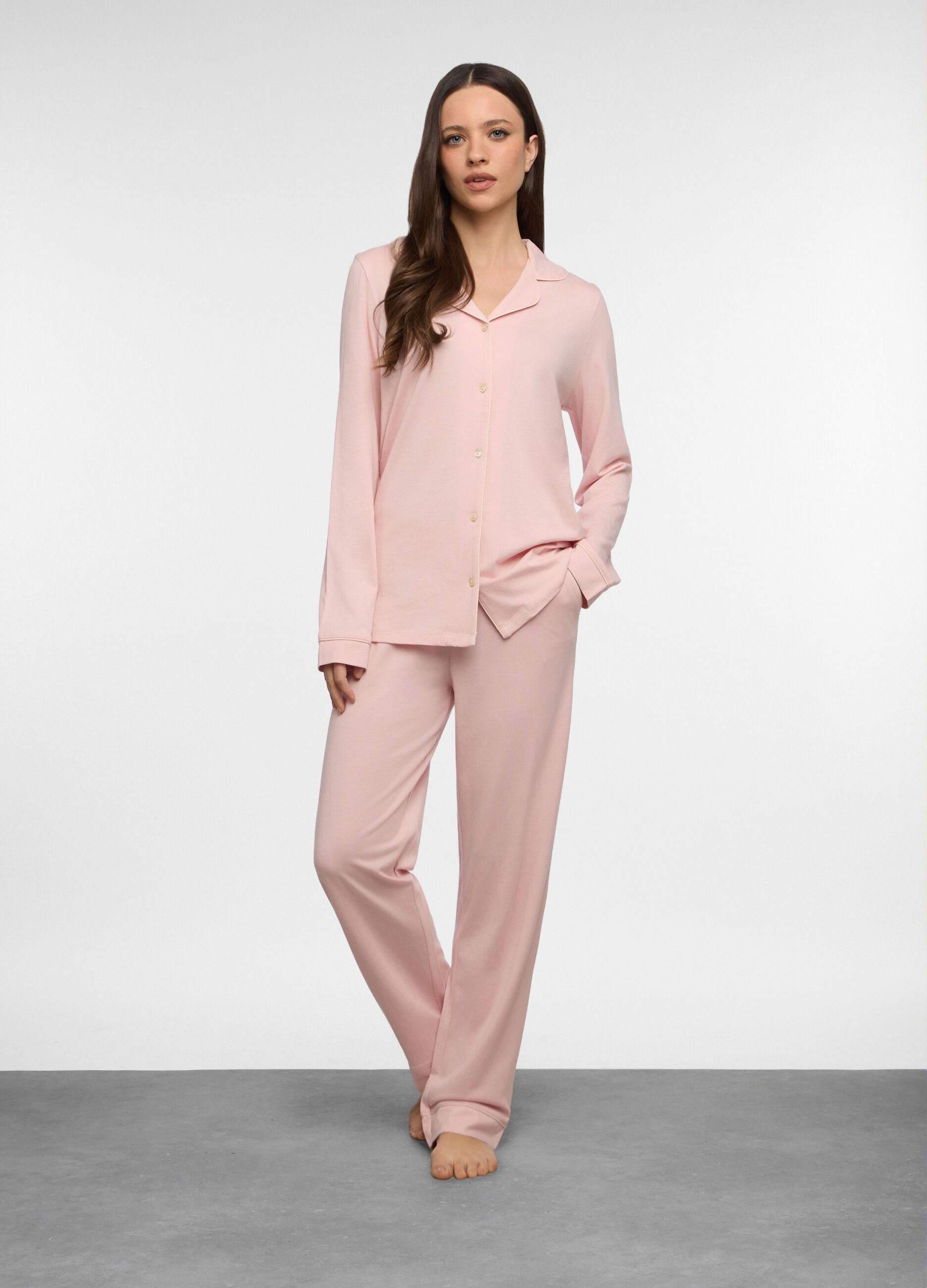Pantaloni in cotone misto modal donna_0