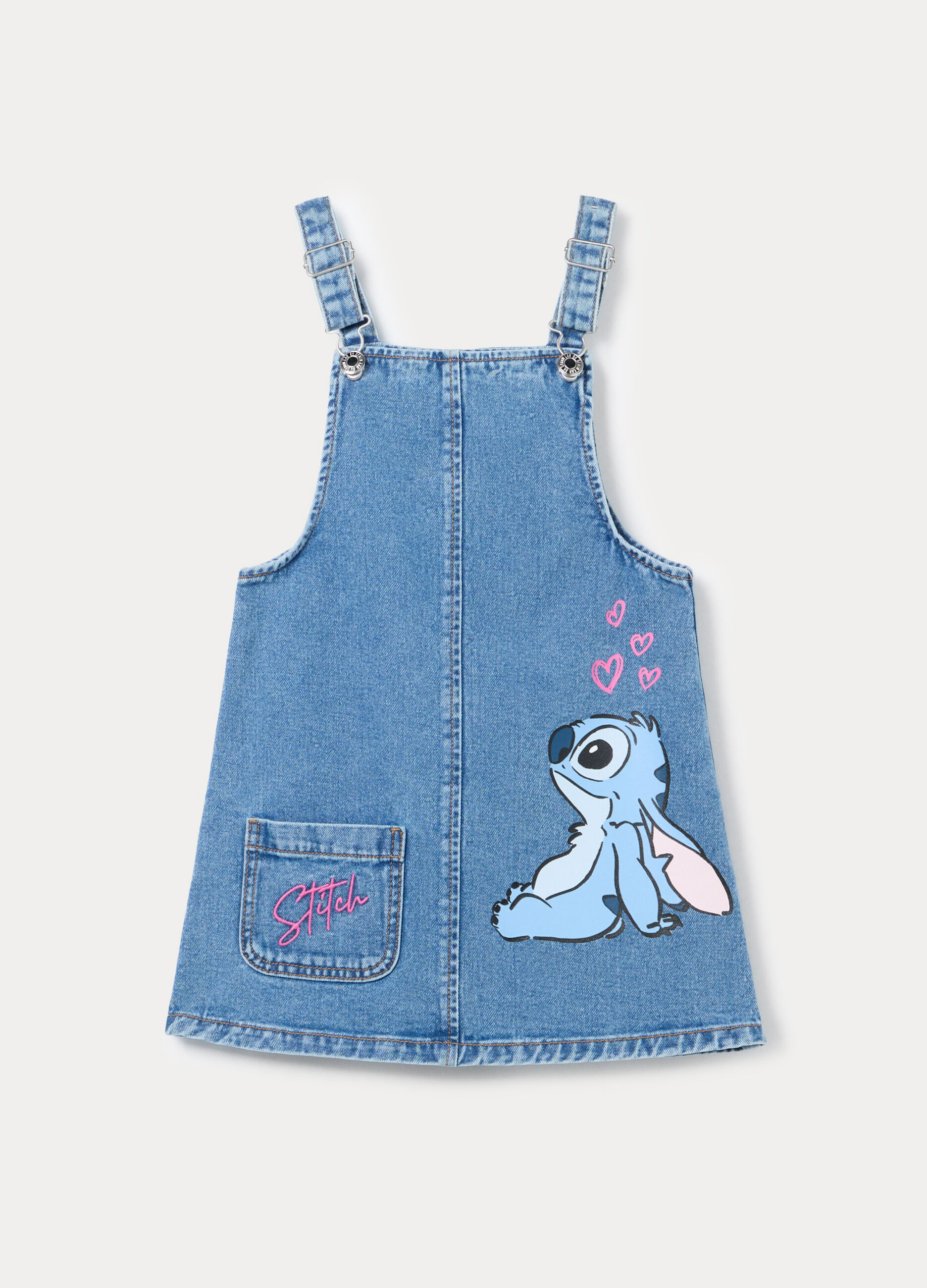 Salopette vestito Disney in denim di puro cotone bambina_0