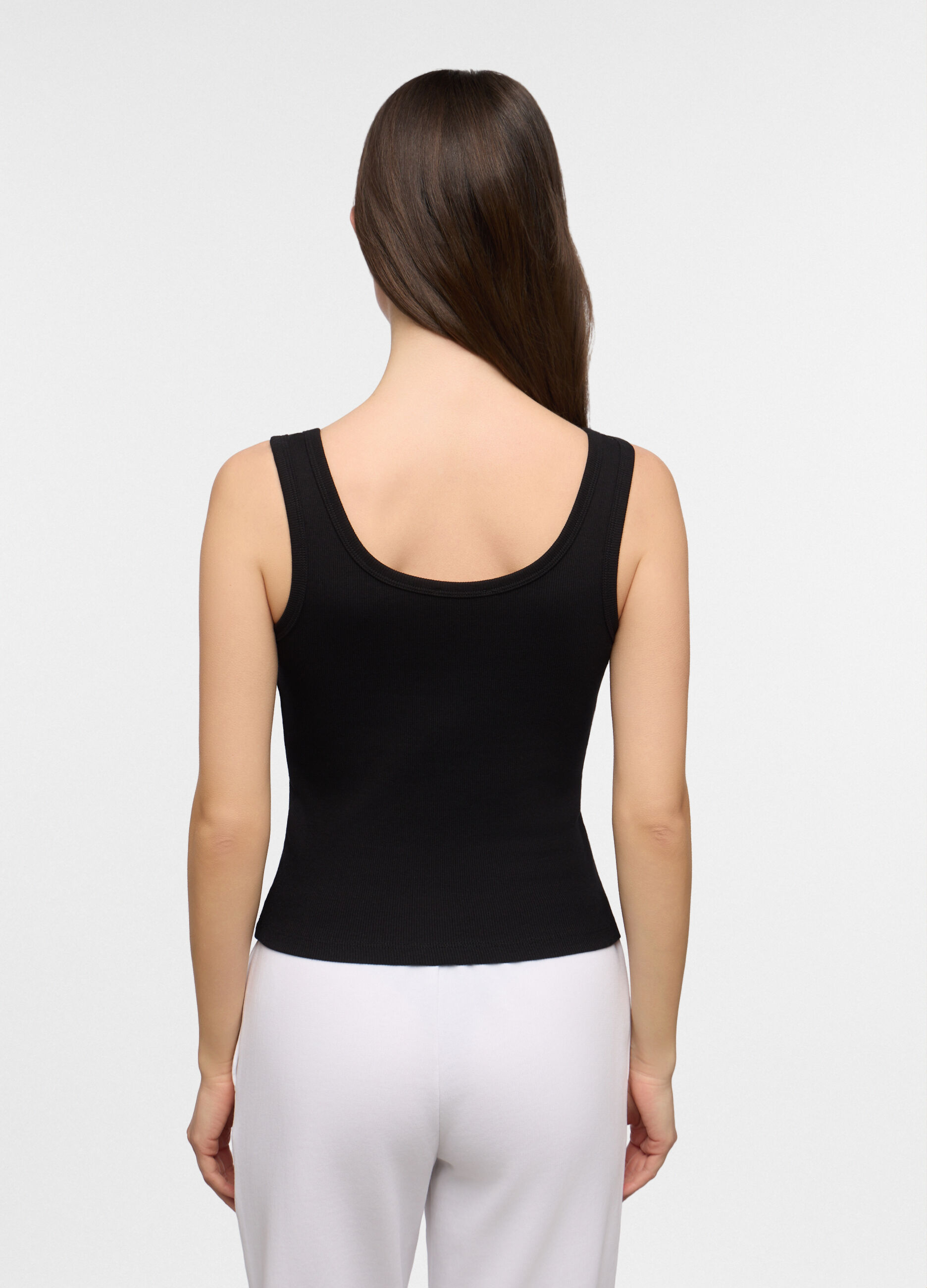 Top corsetto fitted con scollo rotondo donna_1