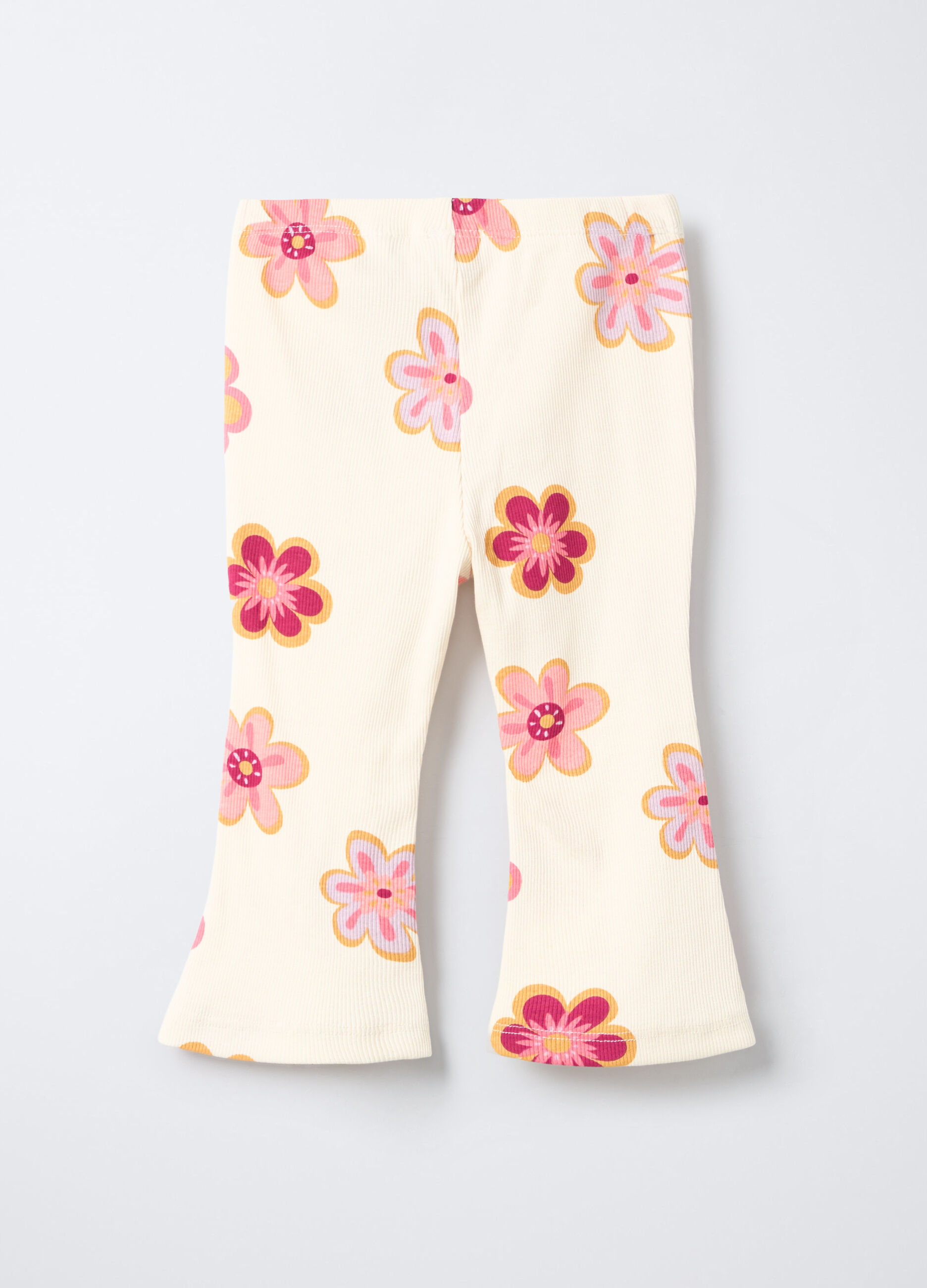 Leggings in costina di cotone stretch Flare Fit bimba_1