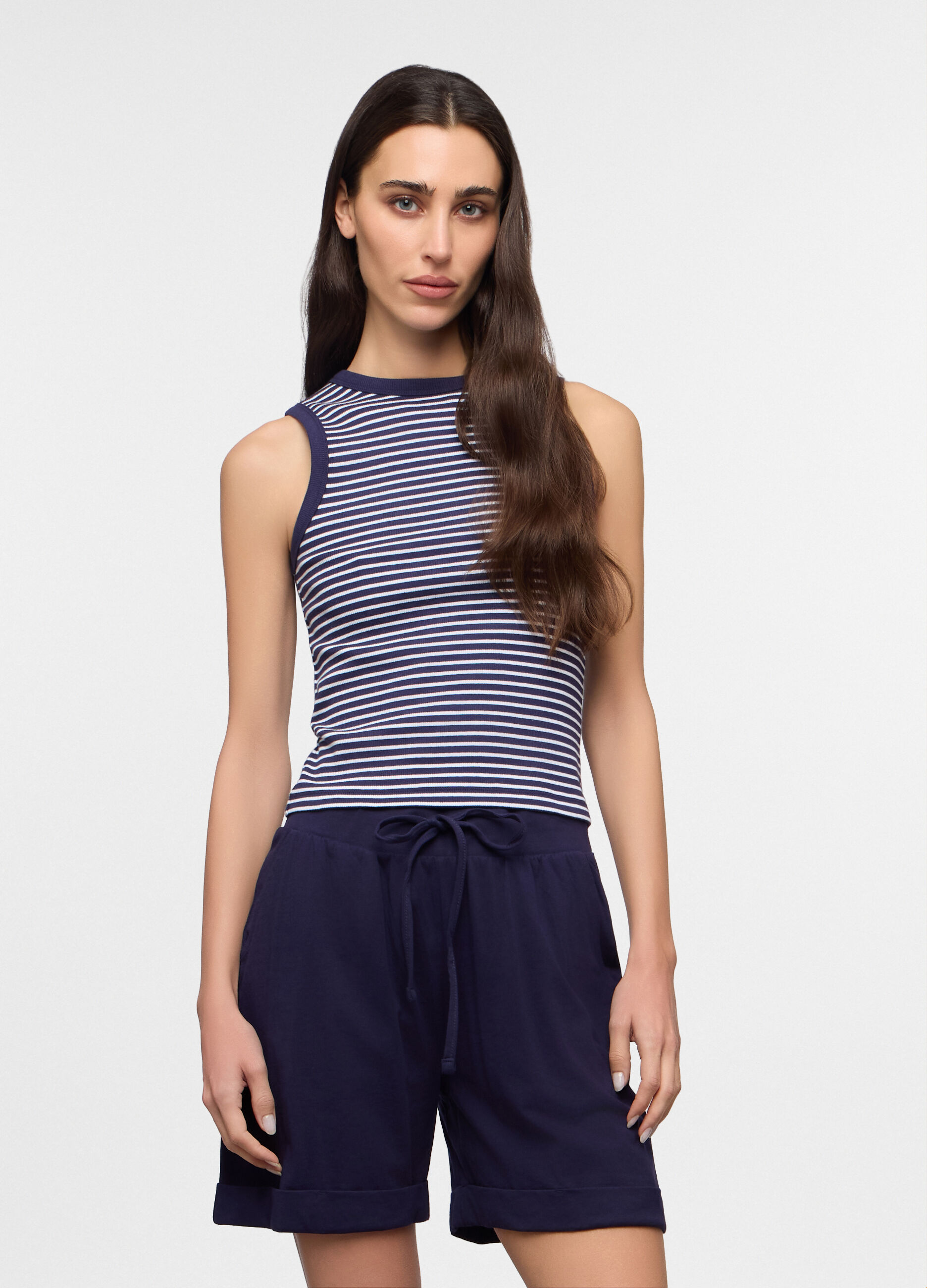 Canotta fitted in costina stretch donna_0