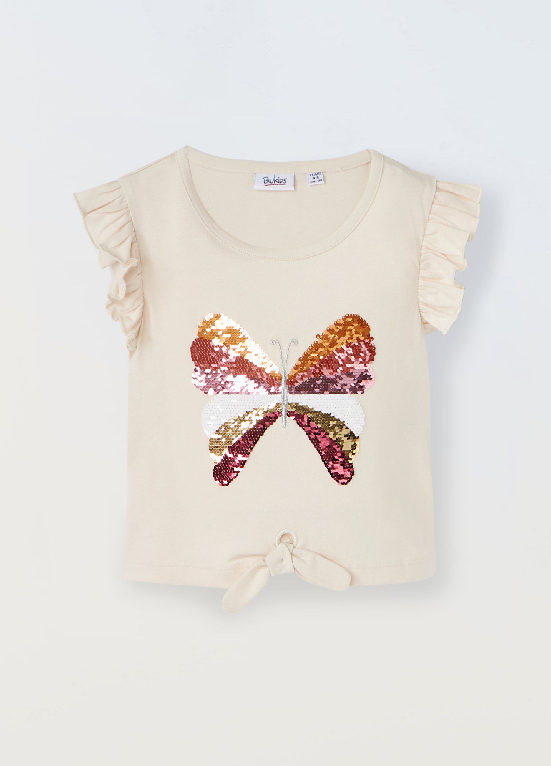 T-shirt in puro cotone con paillettes bambina
