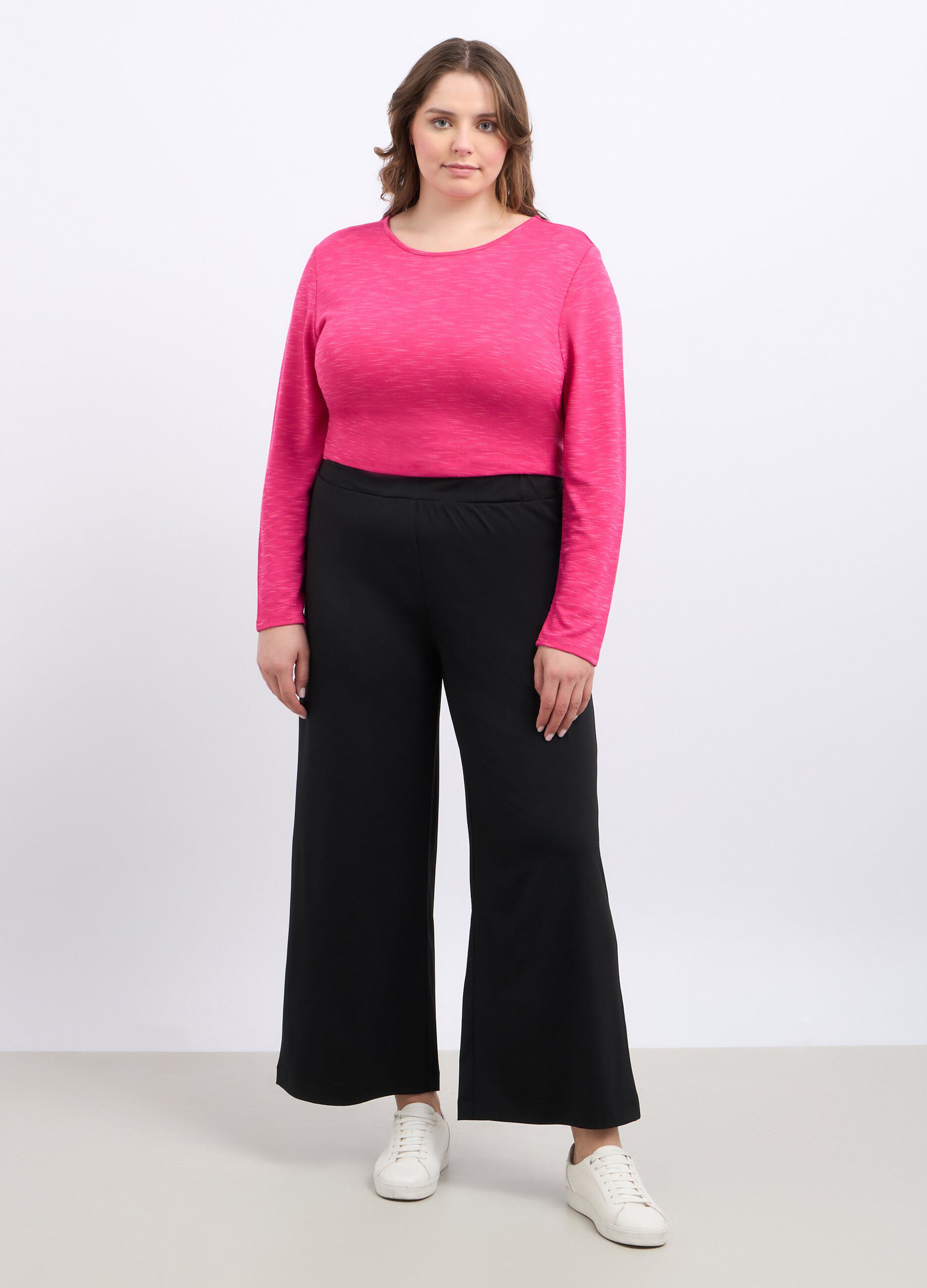 Pantaloni in jersey wide leg donna curvy_0