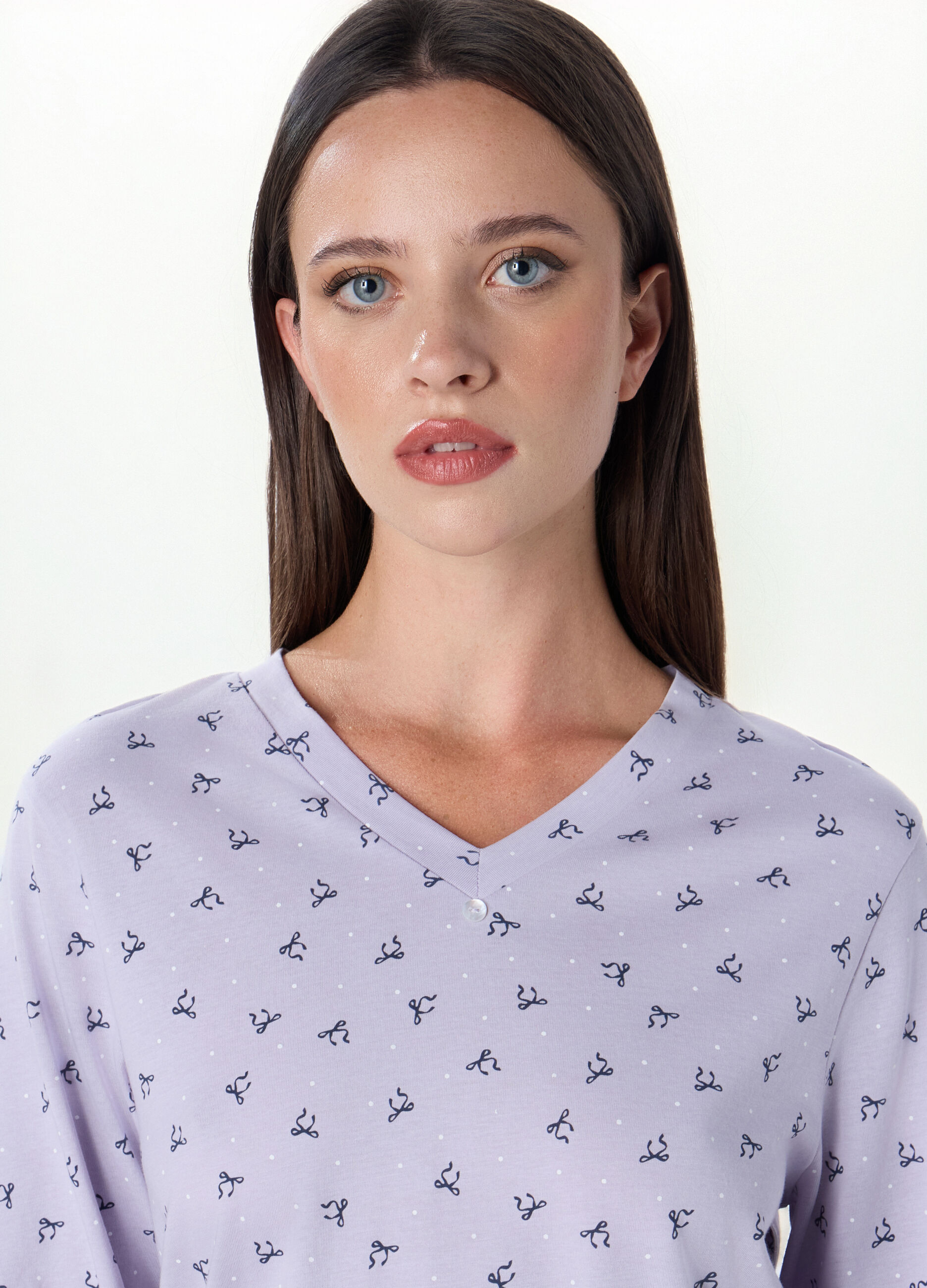 Set pigiama lungo in puro cotone donna_2