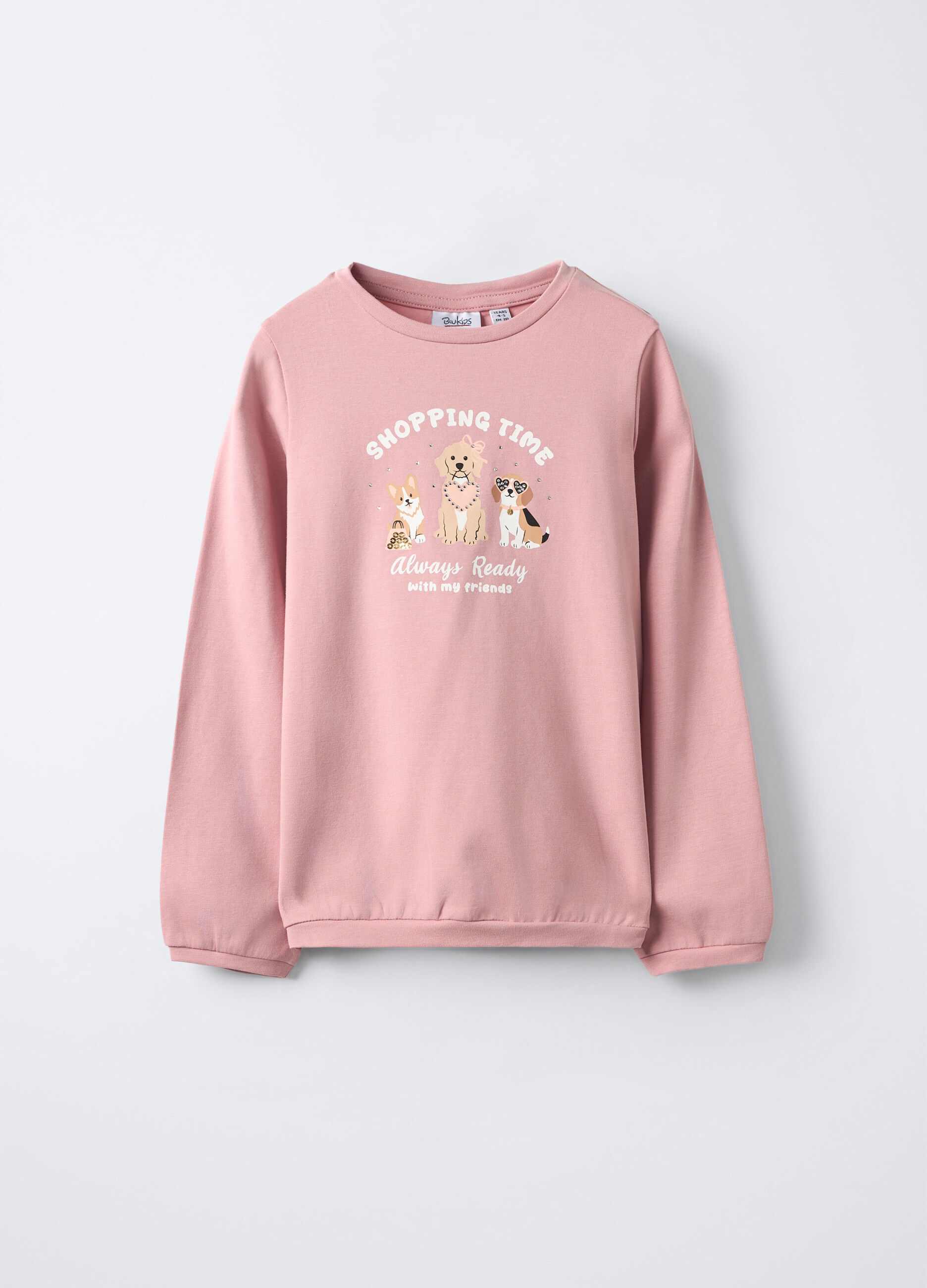 T-shirt Fit Over in jersey di cotone stretch bambina_0