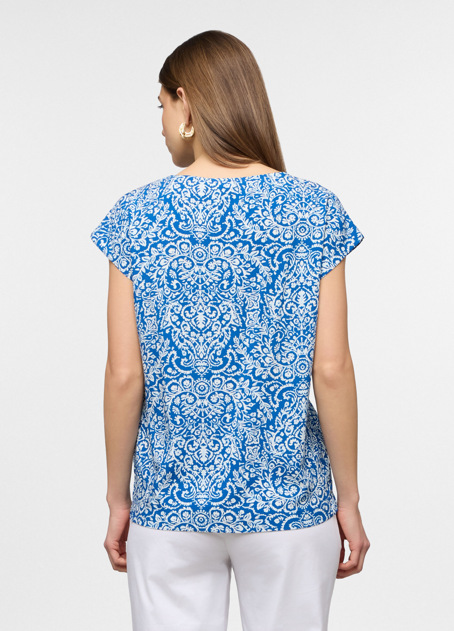 Blusa fit regular con scollo rotondo donna