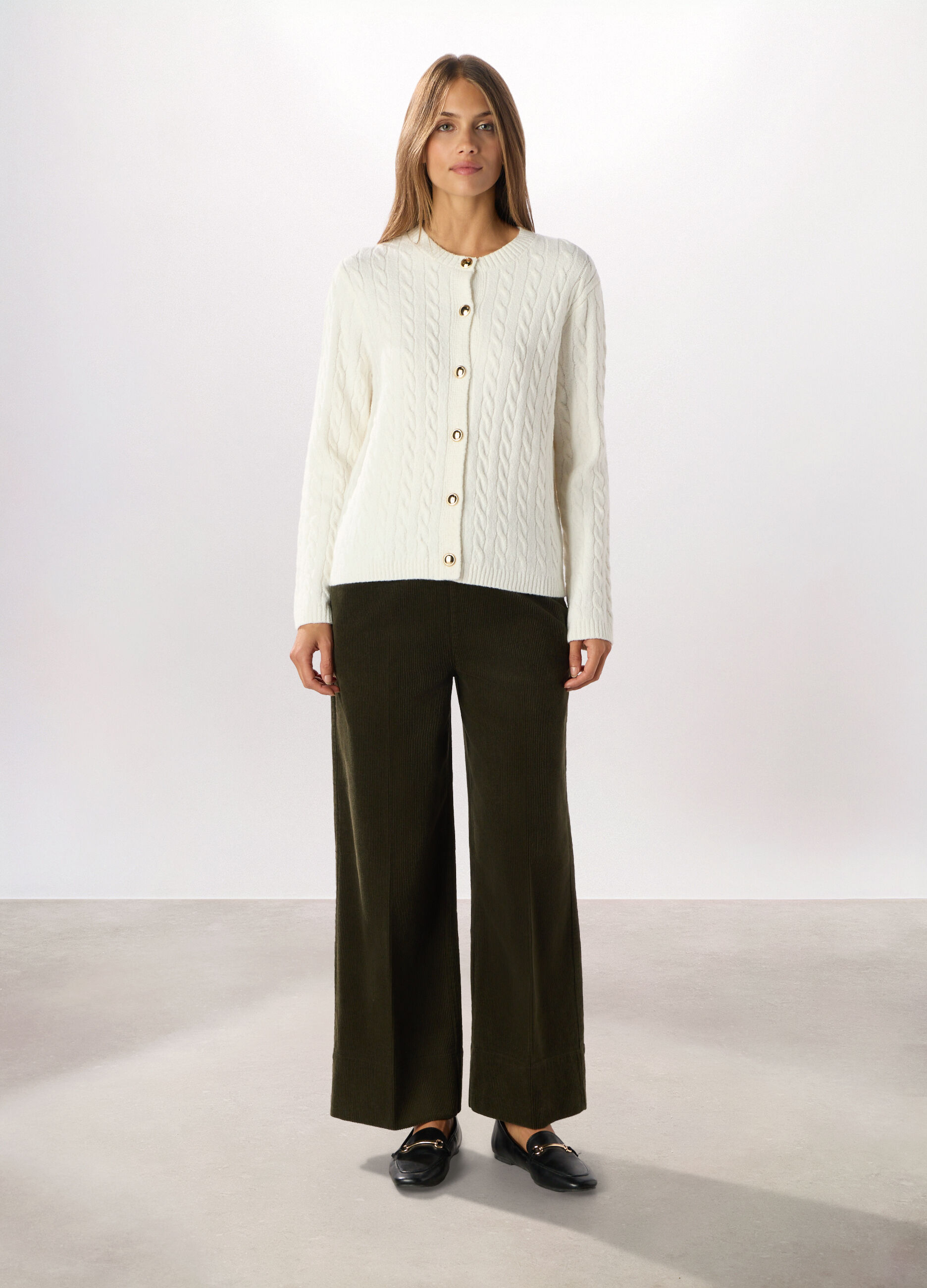 Pantaloni palazzo in velluto a coste donna_0