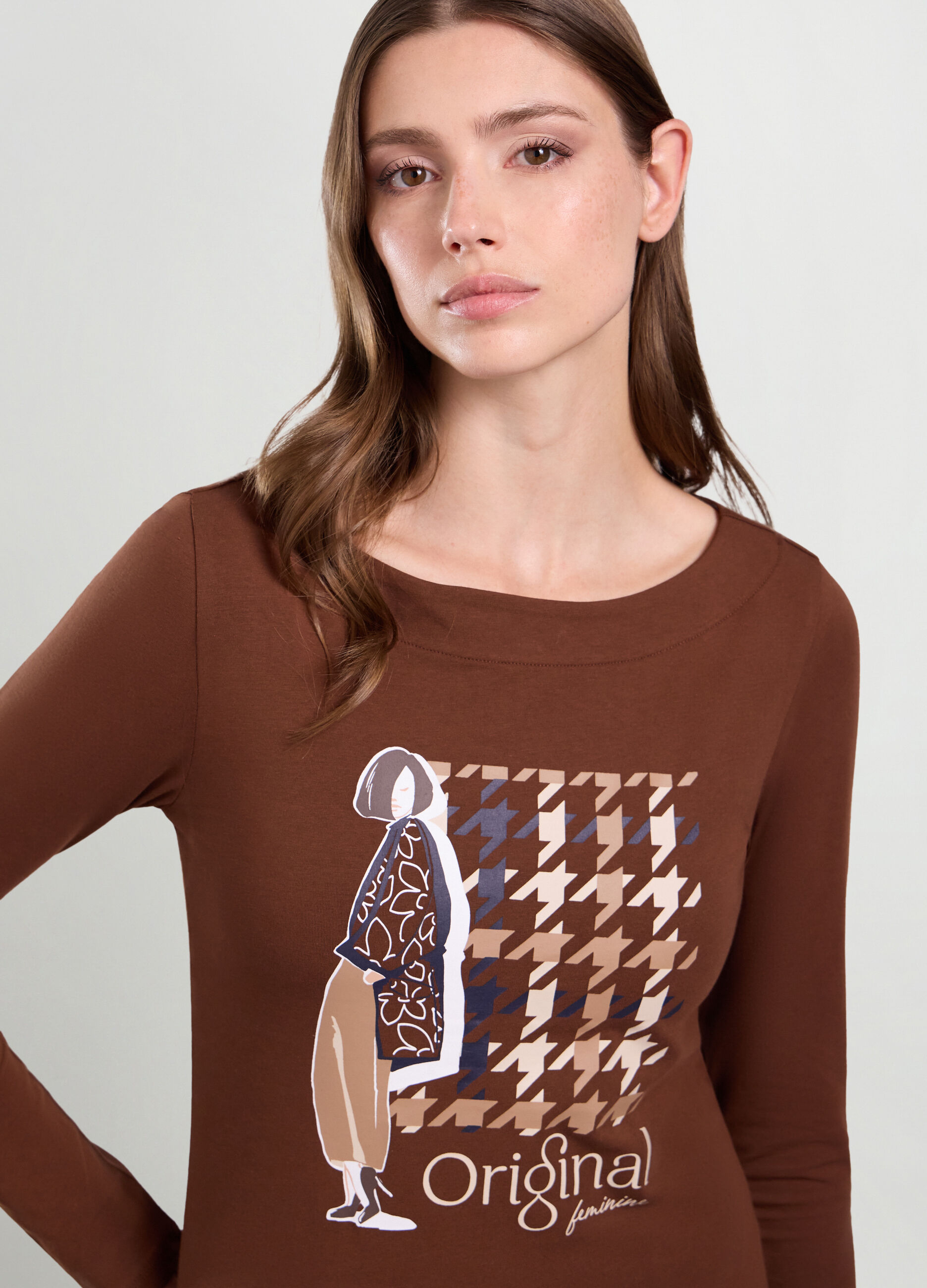 T-shirt in jersey di cotone stretch donna_2