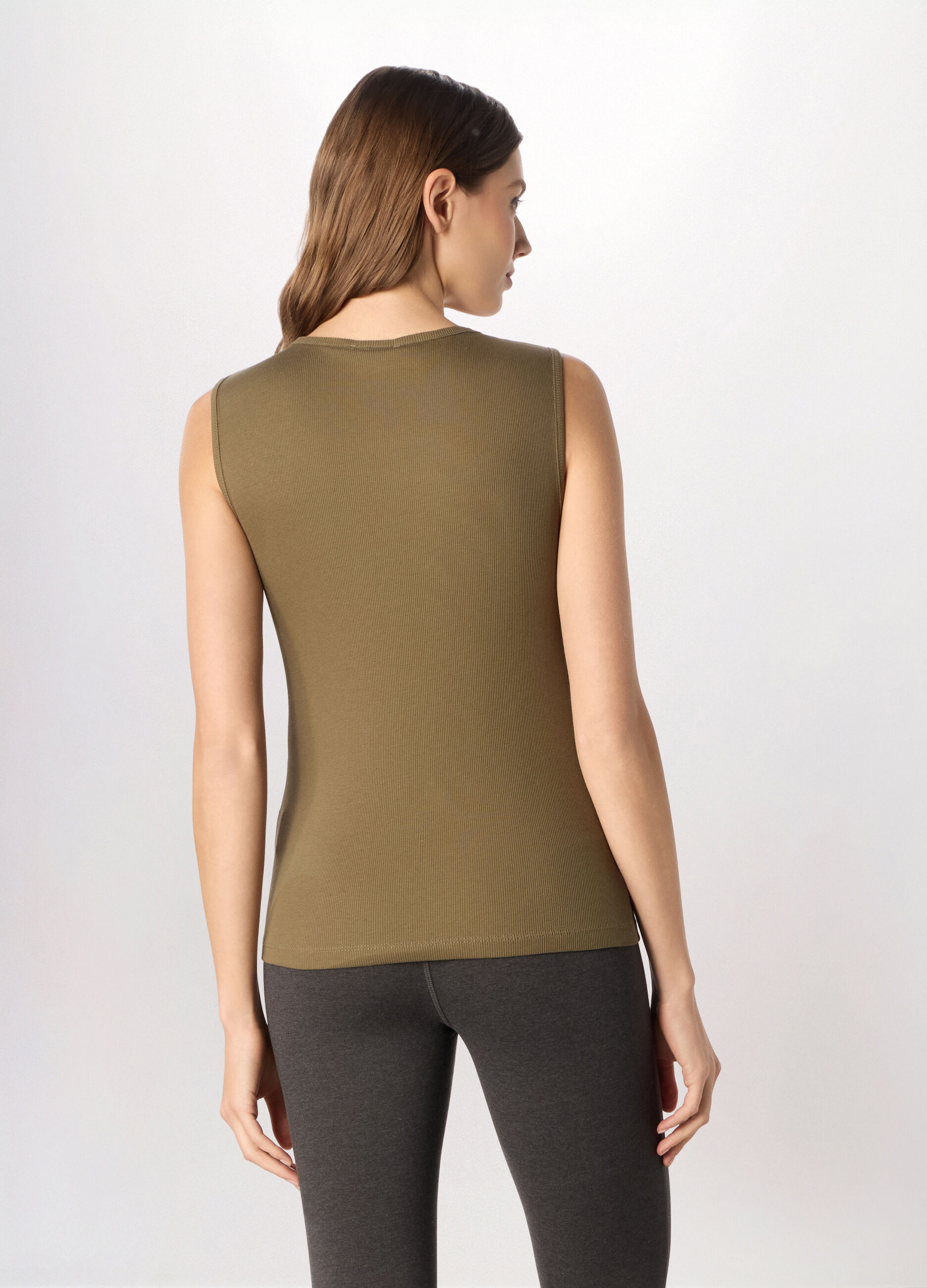 Canotta in costina di puro cotone donna_1
