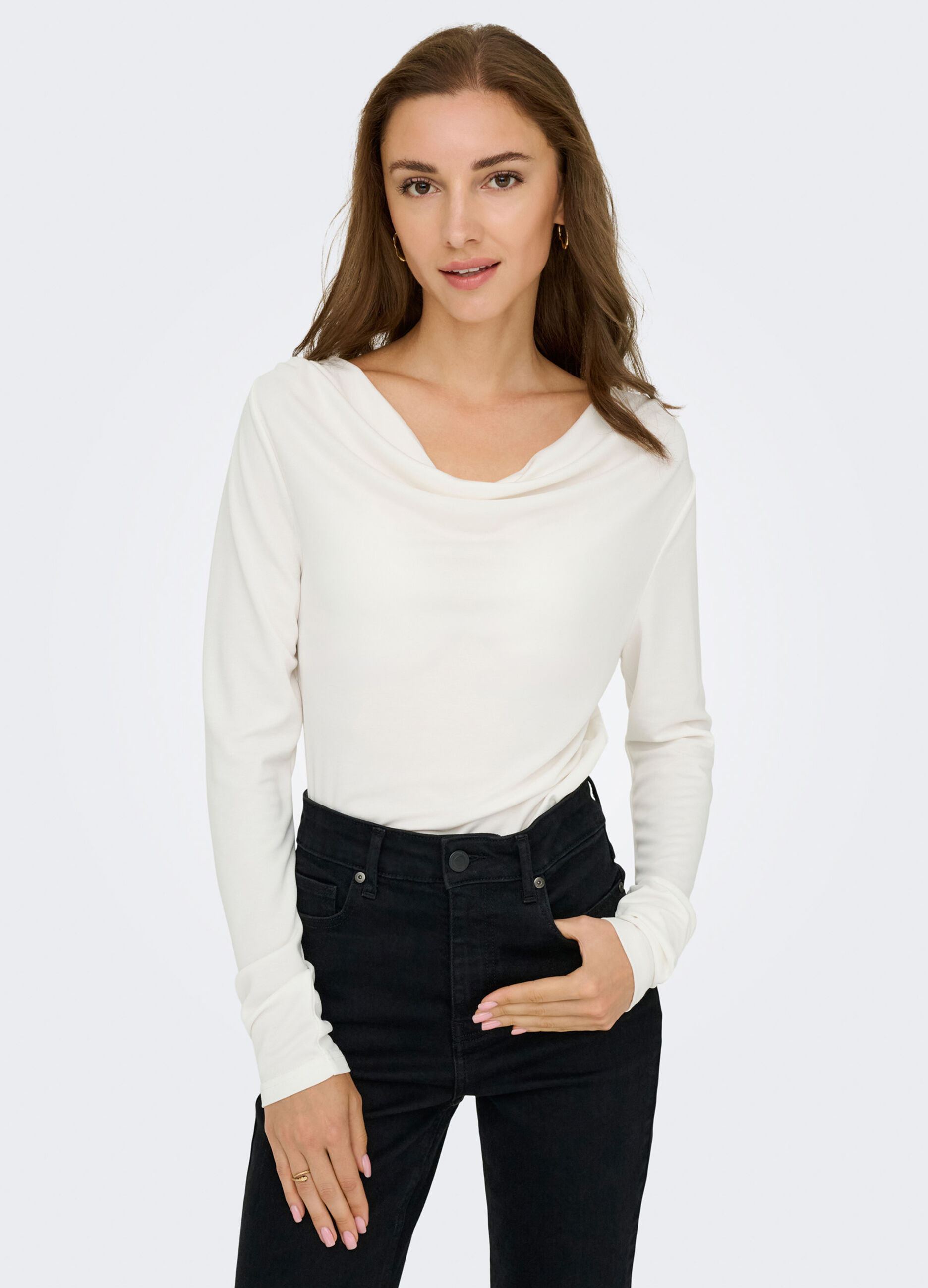 T-shirt con scollo drappeggiato donna_3